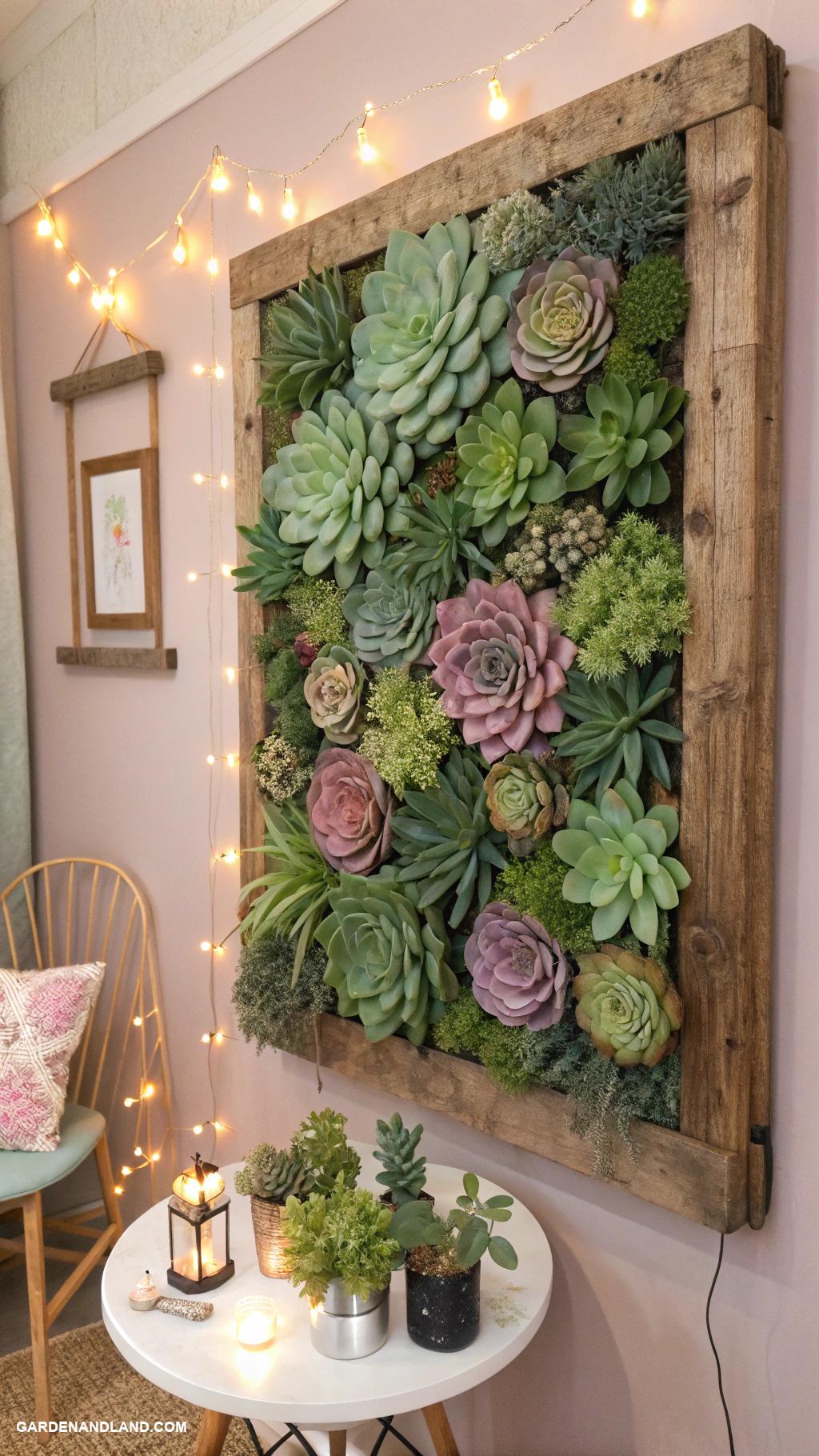 small organic garden ideas Succulent wall art for small spaces