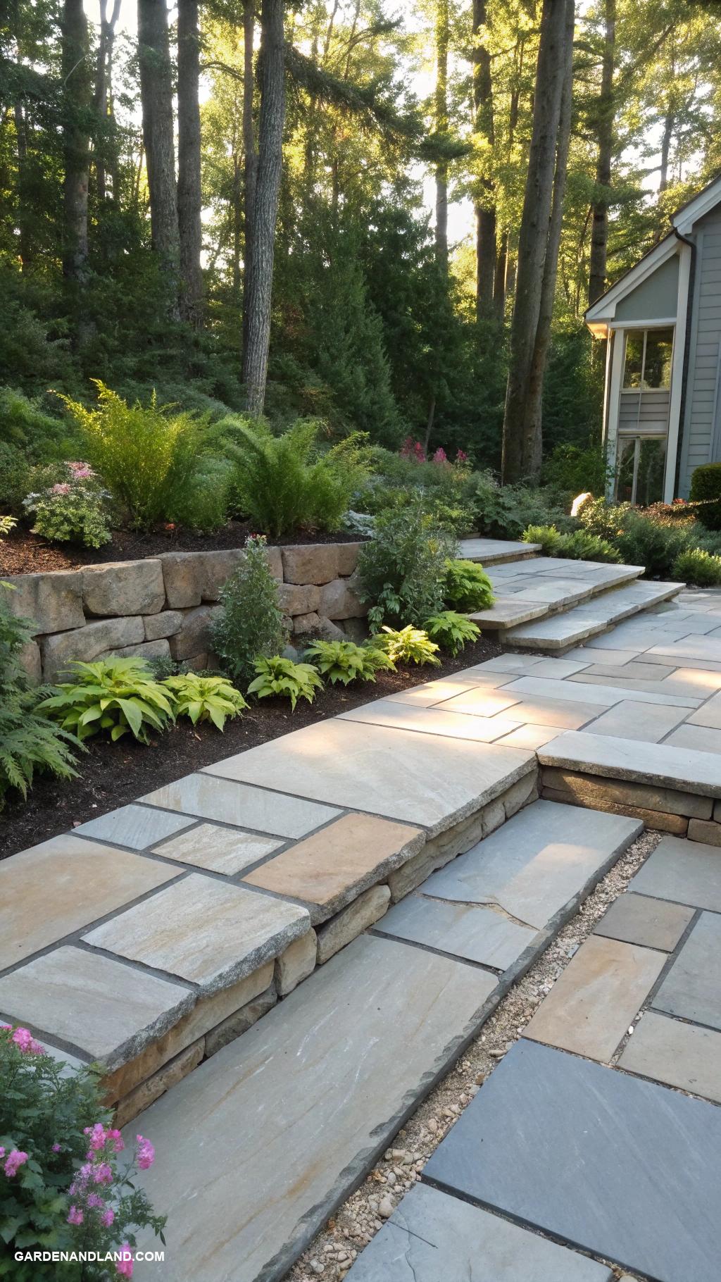 stone garden bed ideas Uniform stone slabs for modern aesthetics