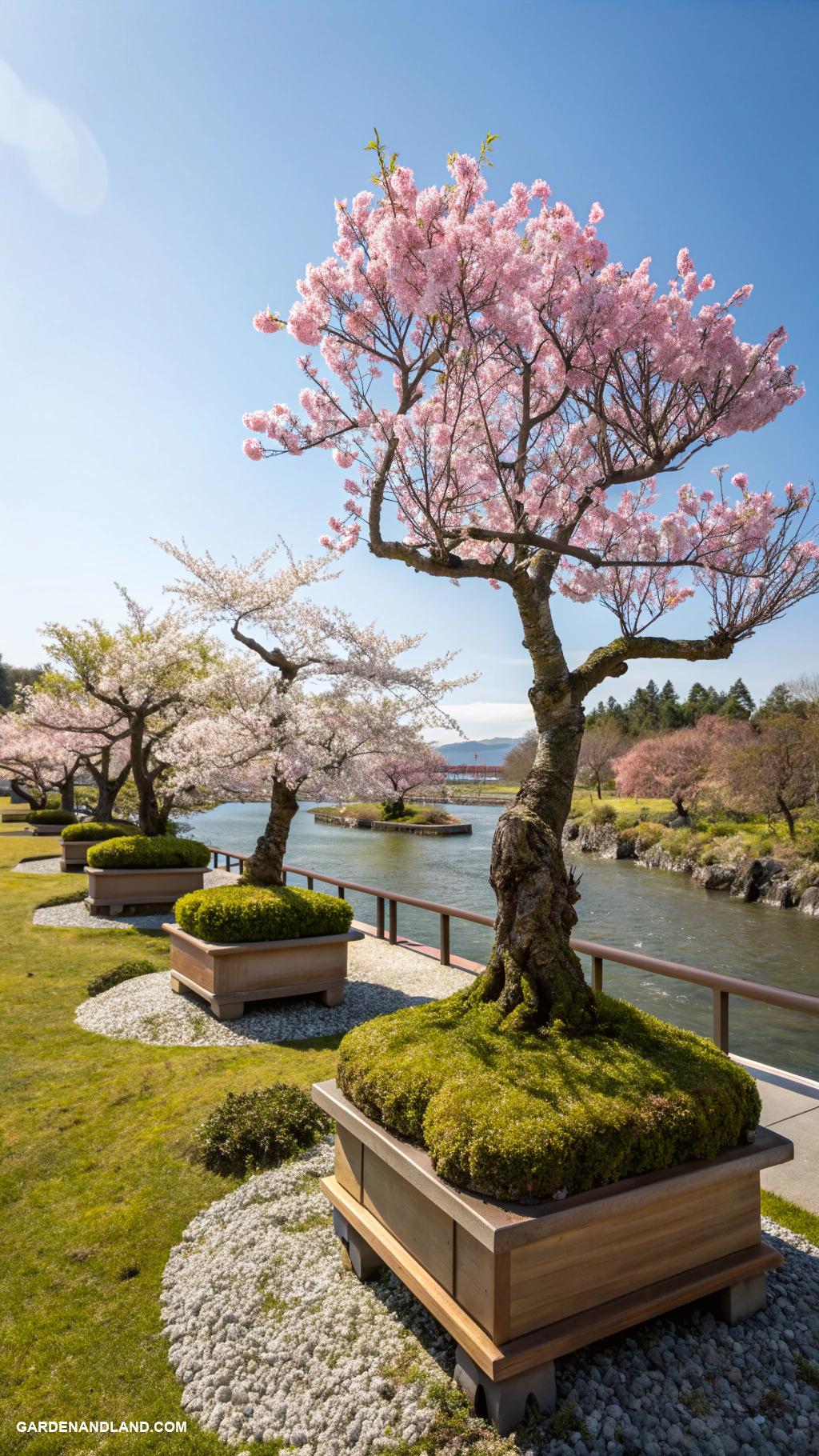 cherry blossom tree landscaping Add cherry blossom bonsais for miniature aesthetic