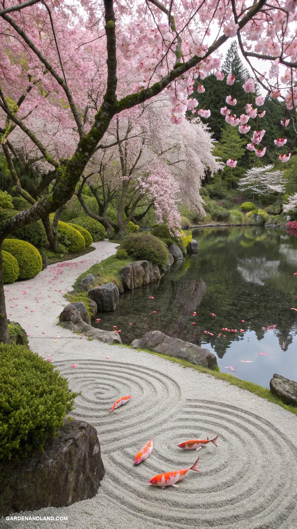 cherry blossom tree landscaping Design a zen garden with cherry blossoms