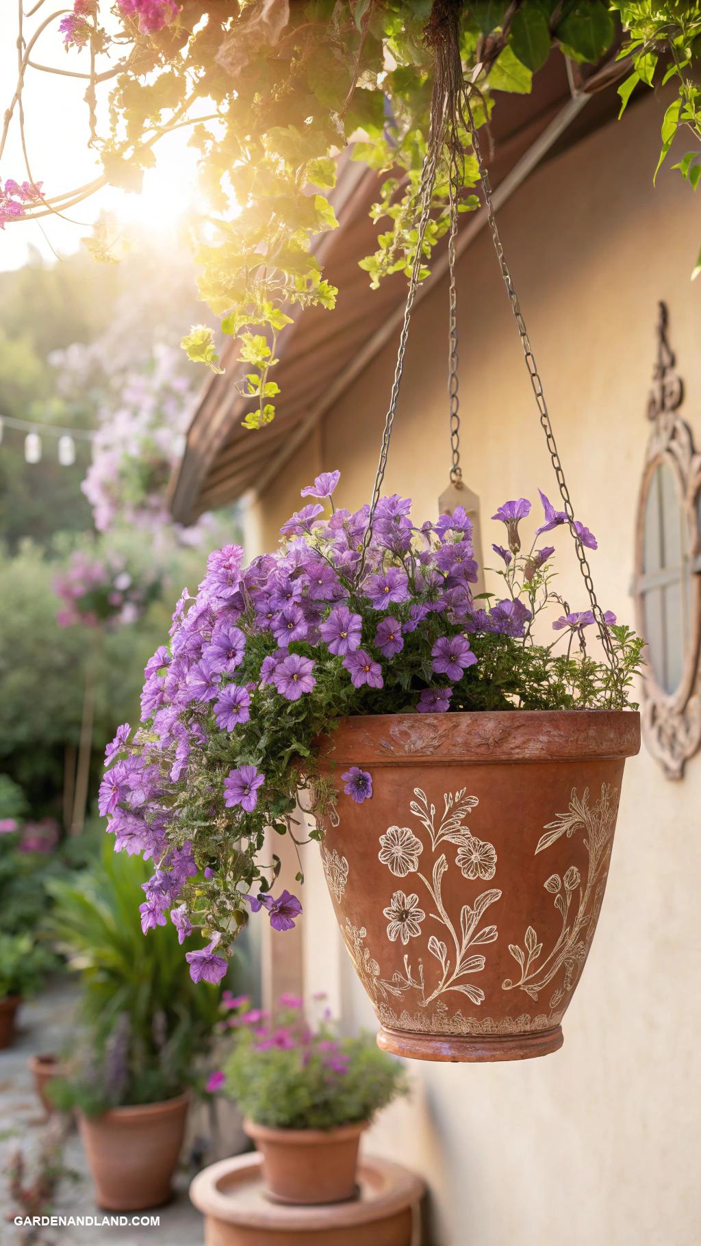 container flowers Hanging lavender pots for vertical gardens