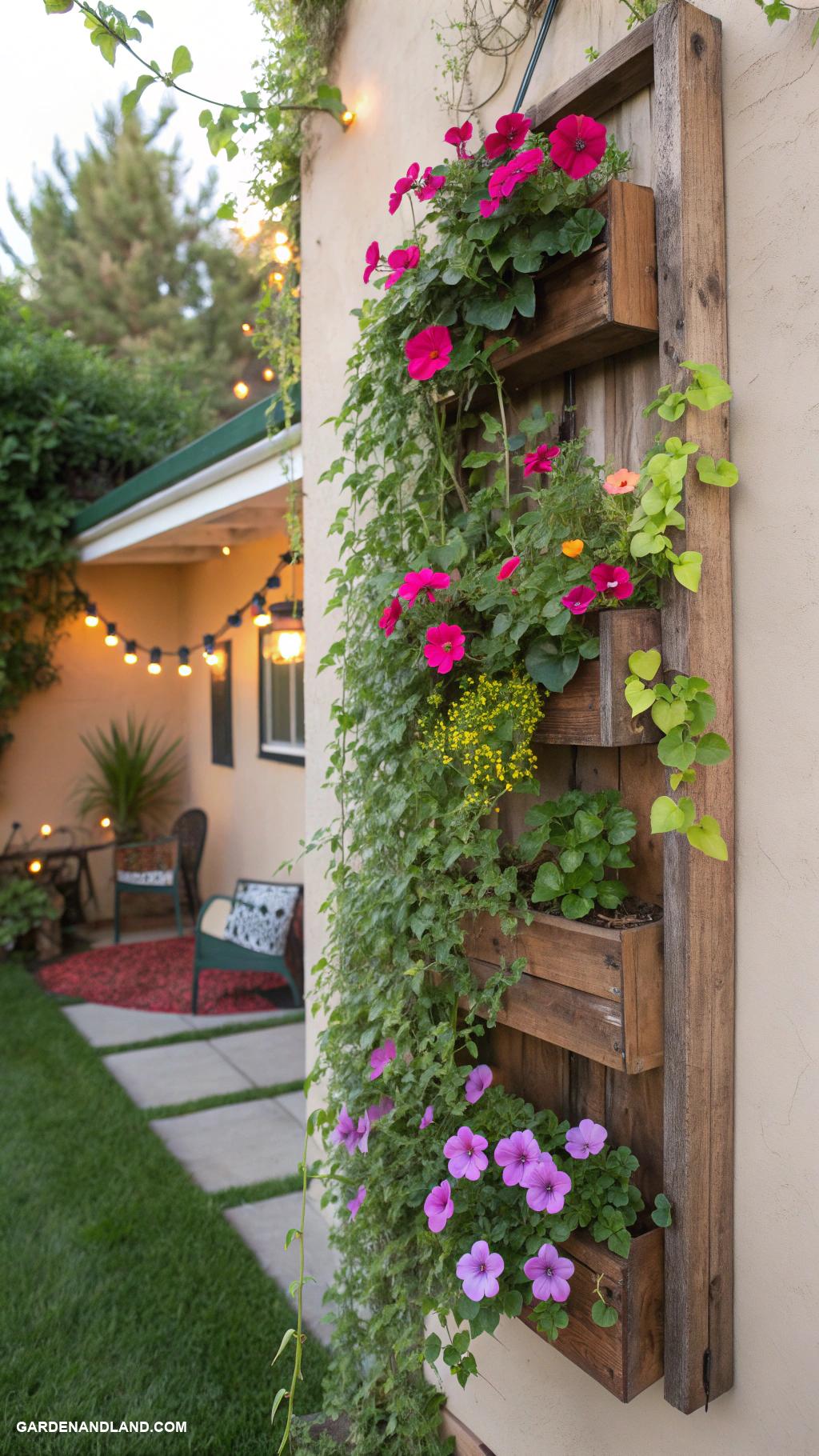 container flowers Wall mounted planters with trailing vines