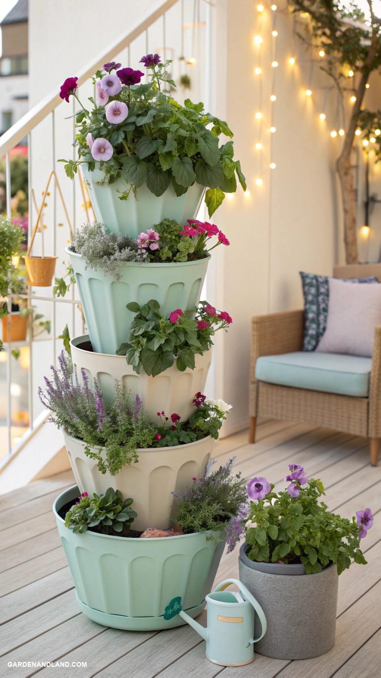 container gardening ideas Stackable planters for efficient space use