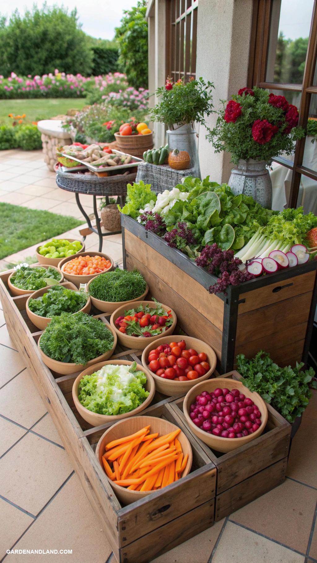 container gardening vegetables Colorful container salad bar on patio