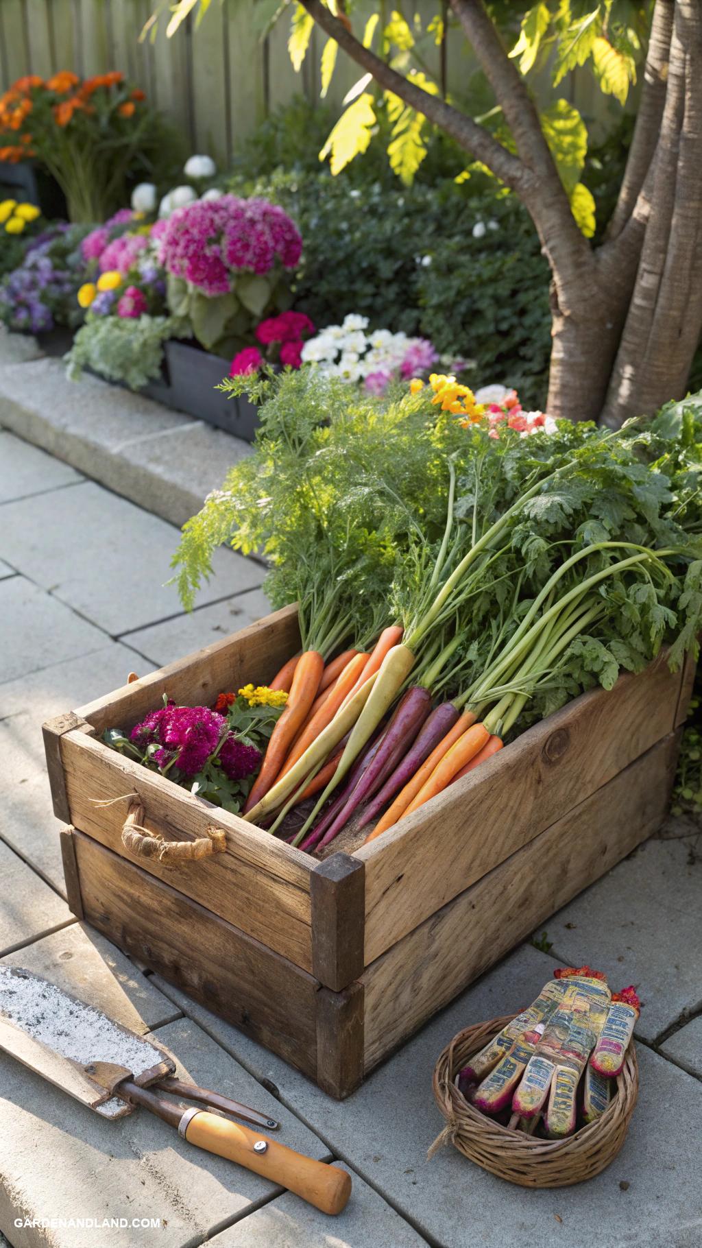 container gardening vegetables Rainbow carrot containers for visual appeal