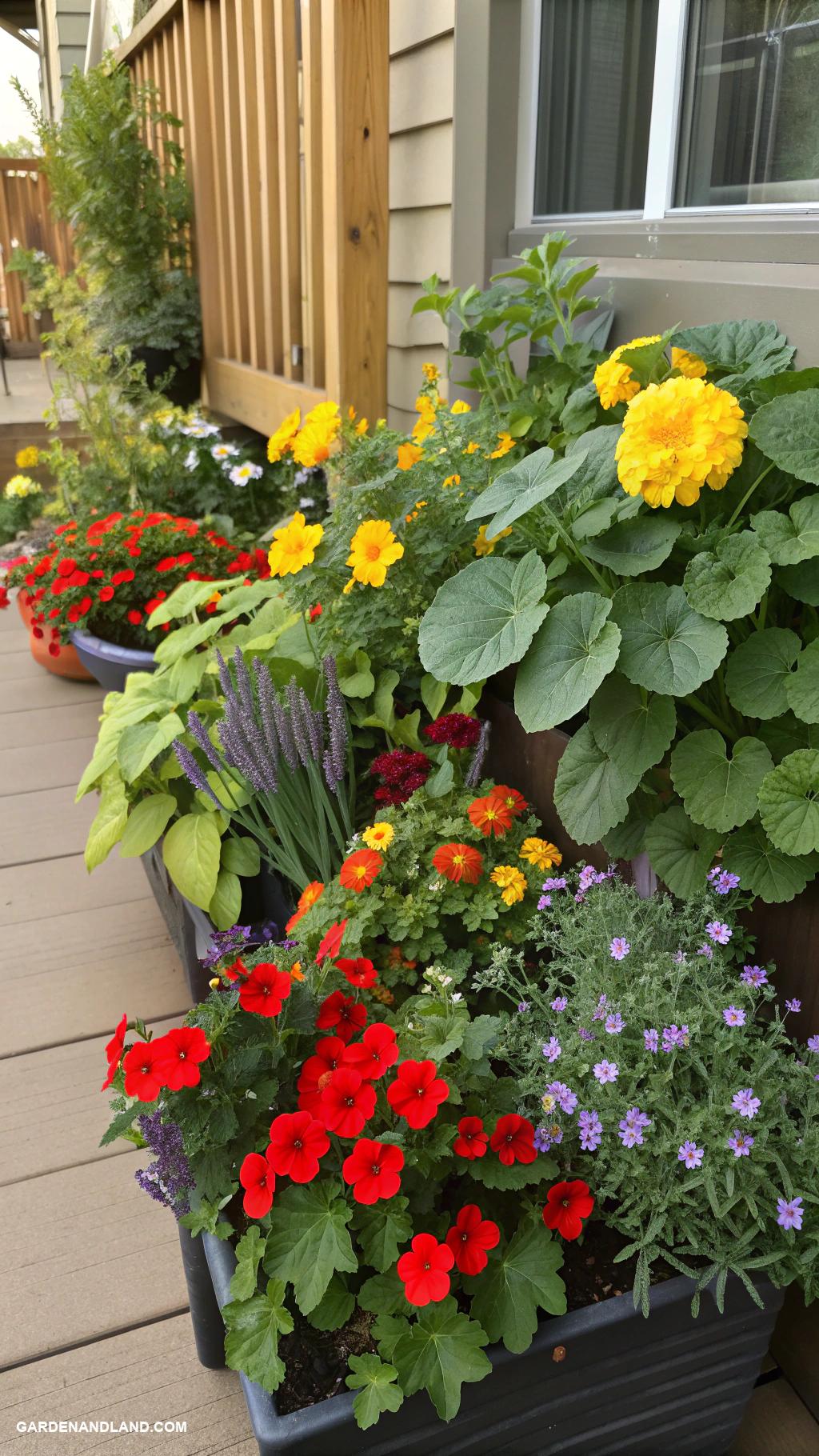 container gardening vegetables Stunning flowers mixed with edible plants