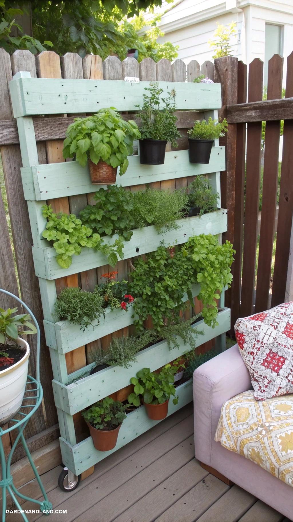 container gardening vegetables Vertical herb garden with repurposed pallets
