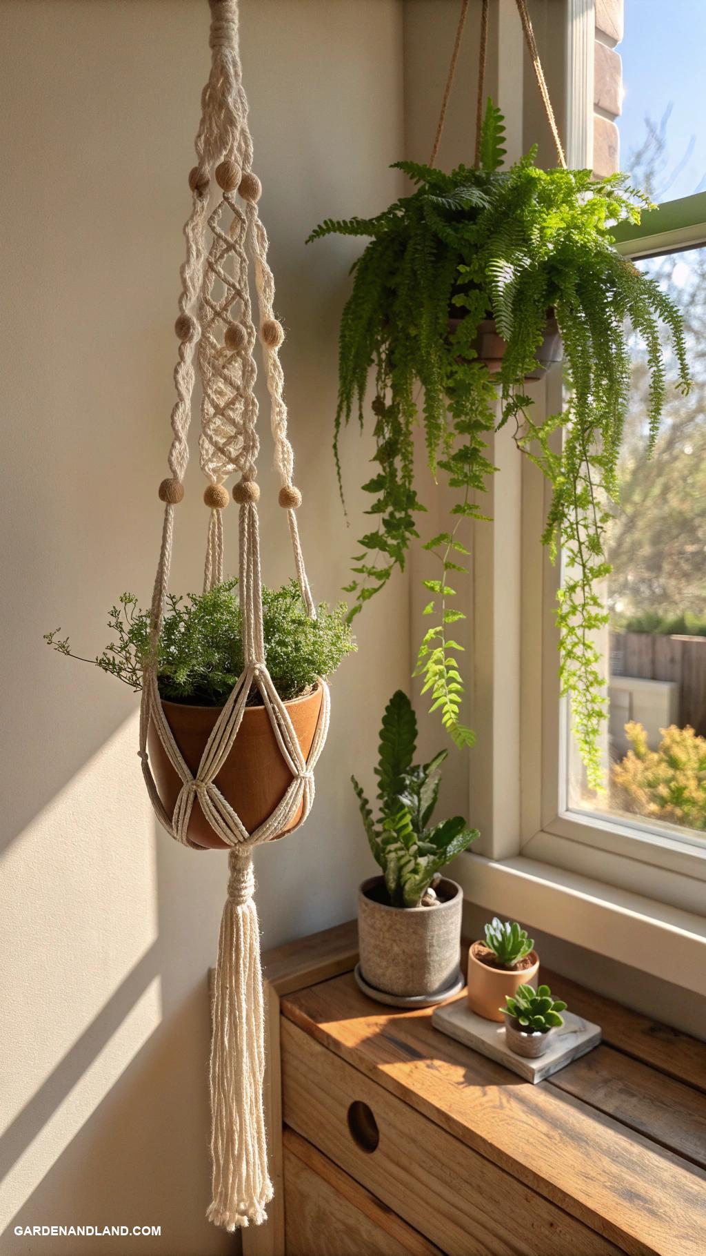 diy hanging planter Macrame plant hangers with wooden beads