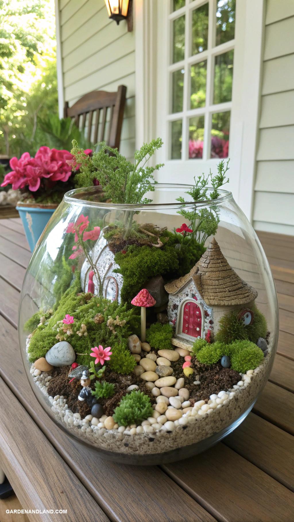 front porch planter ideas Miniature garden in a glass terrarium bowl