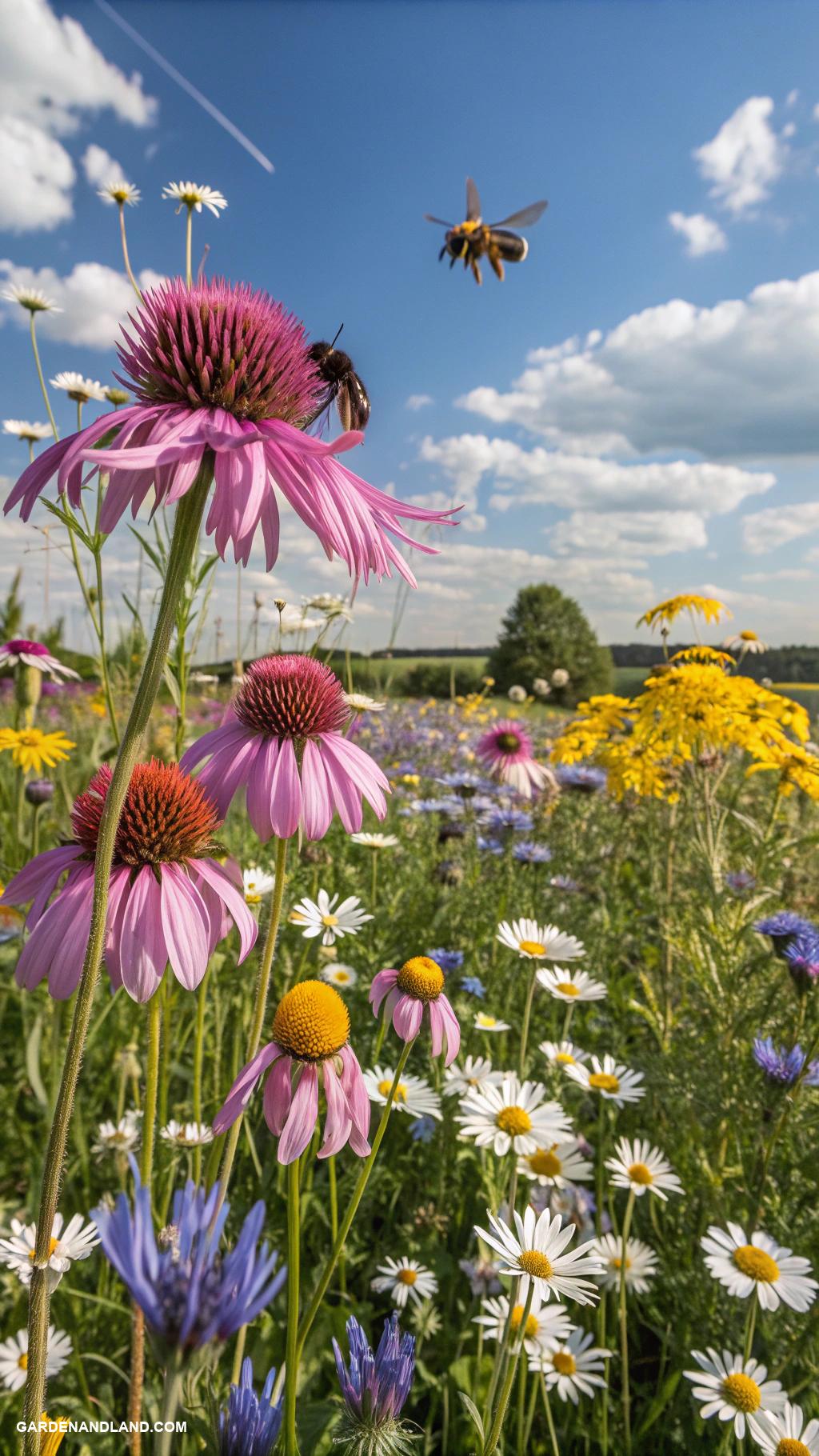full sun garden ideas Colorful wildflower meadow for pollinators