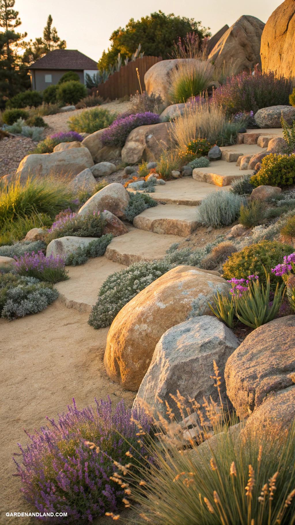 full sun garden ideas Rock garden with drought resistant plants