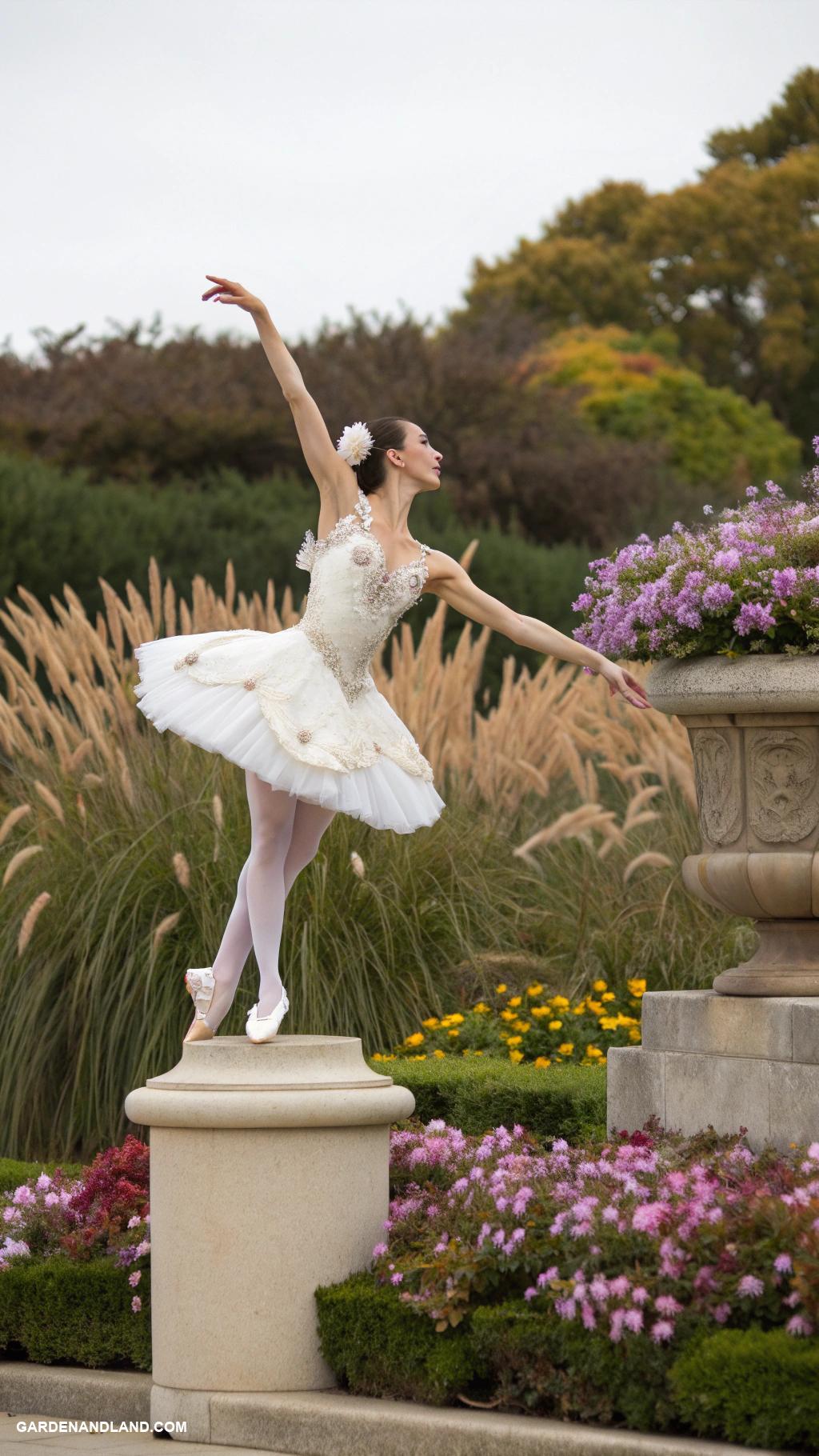 garden statues Elegant ballerina in a flower pose