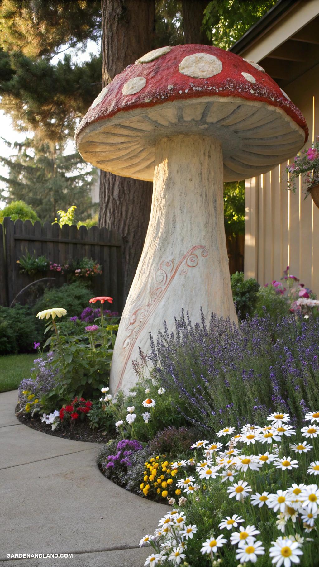 garden statues Giant mushroom from painted concrete