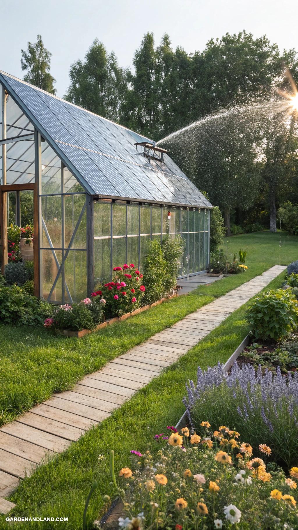 green house Solar powered greenhouse with automated features