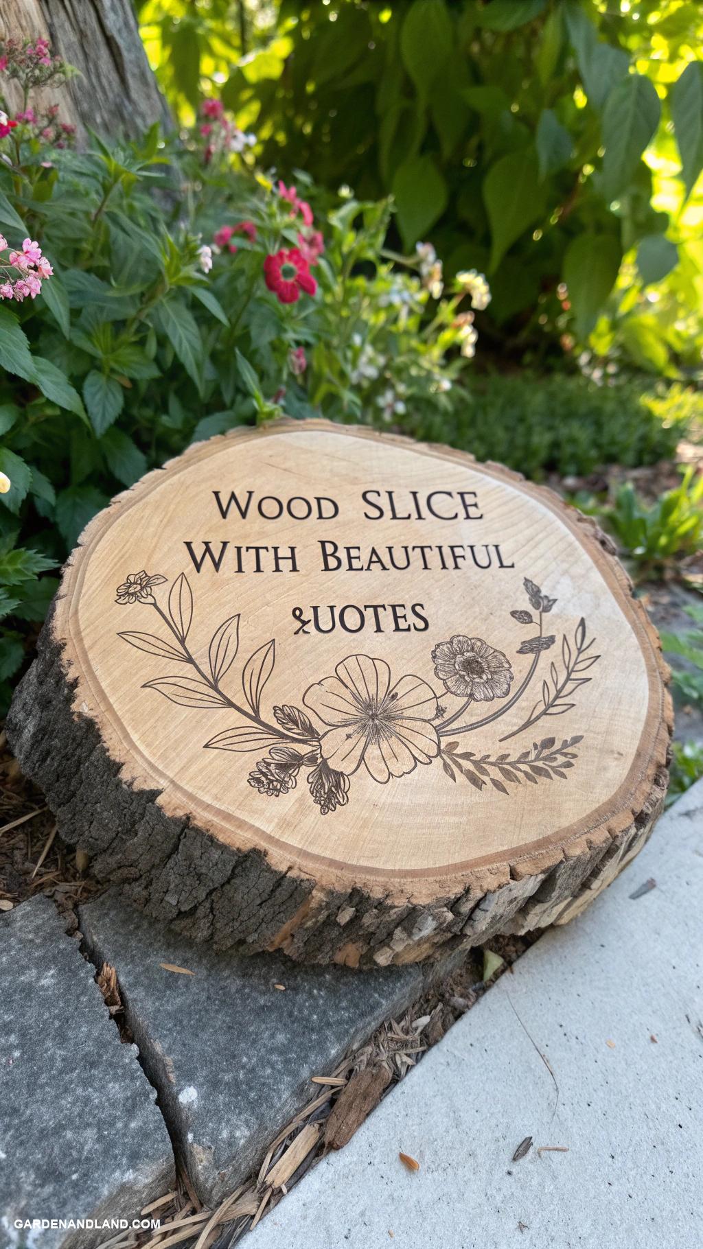 homemade stepping stones Rustic wood slices with engravings