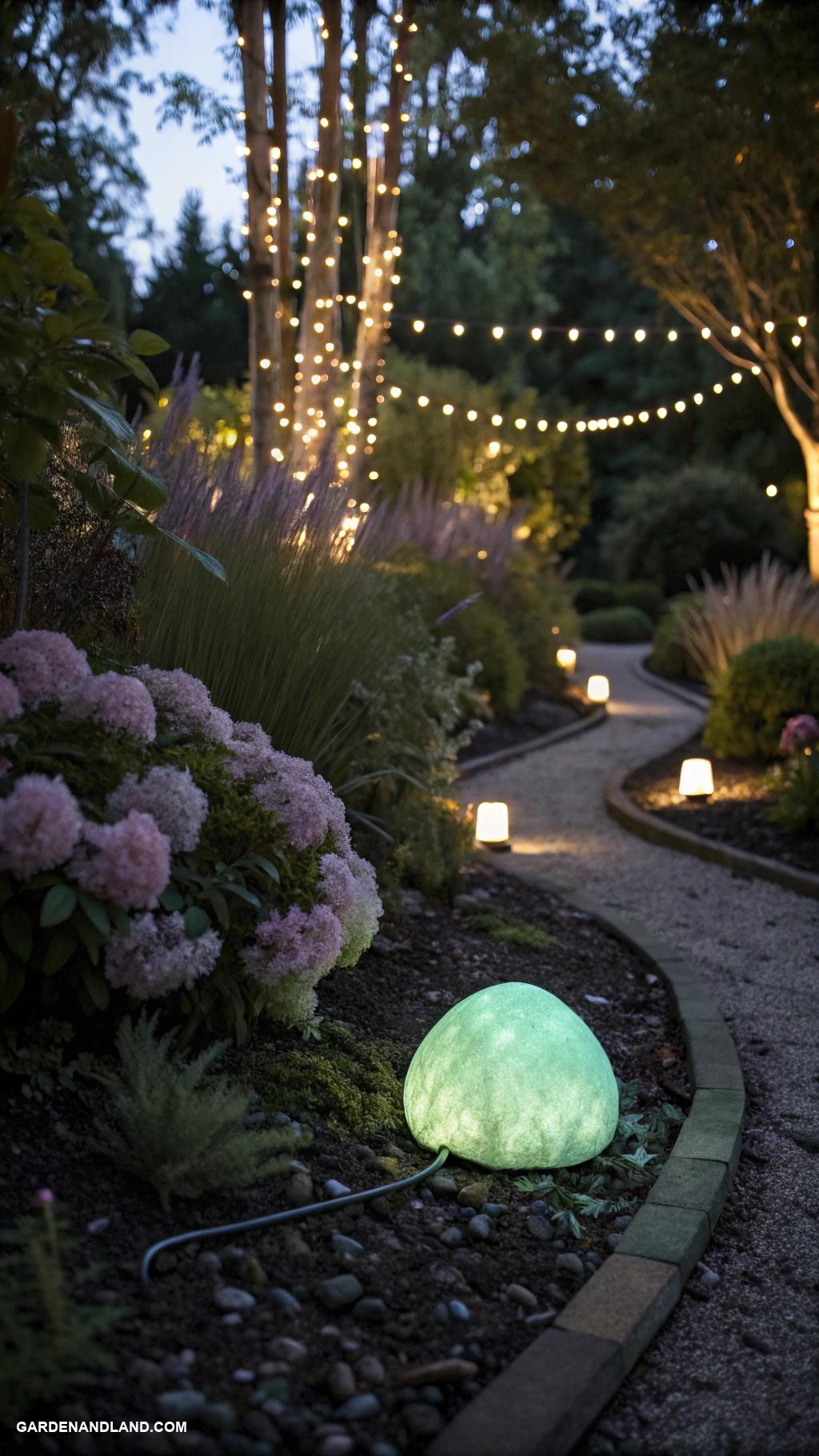 low light garden ideas Glow in the dark pebbles for pathways