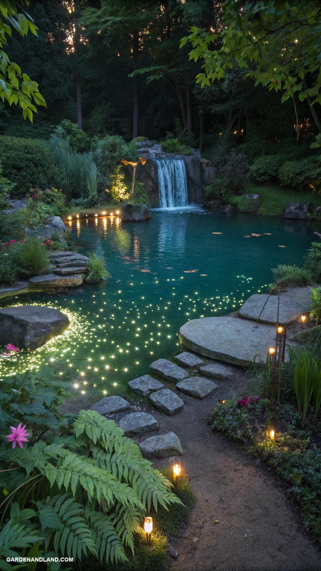 low light garden ideas Underwater lights in ponds for ambiance