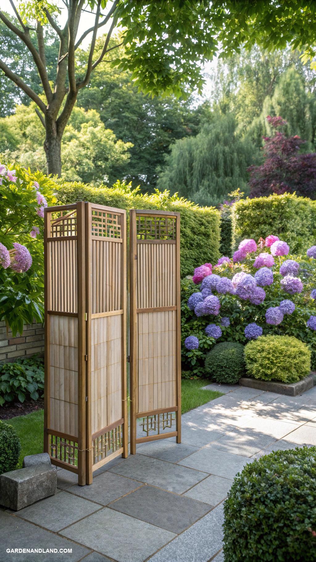 mixed privacy hedge Bamboo screens for a natural serene look