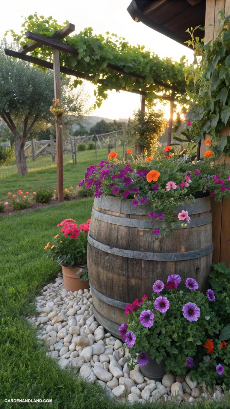outdoor planters Wine barrels transformed into garden beds