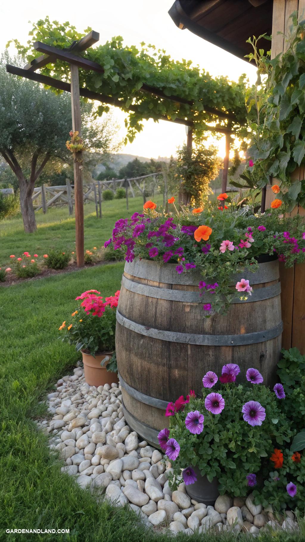 outdoor planters Wine barrels transformed into garden beds
