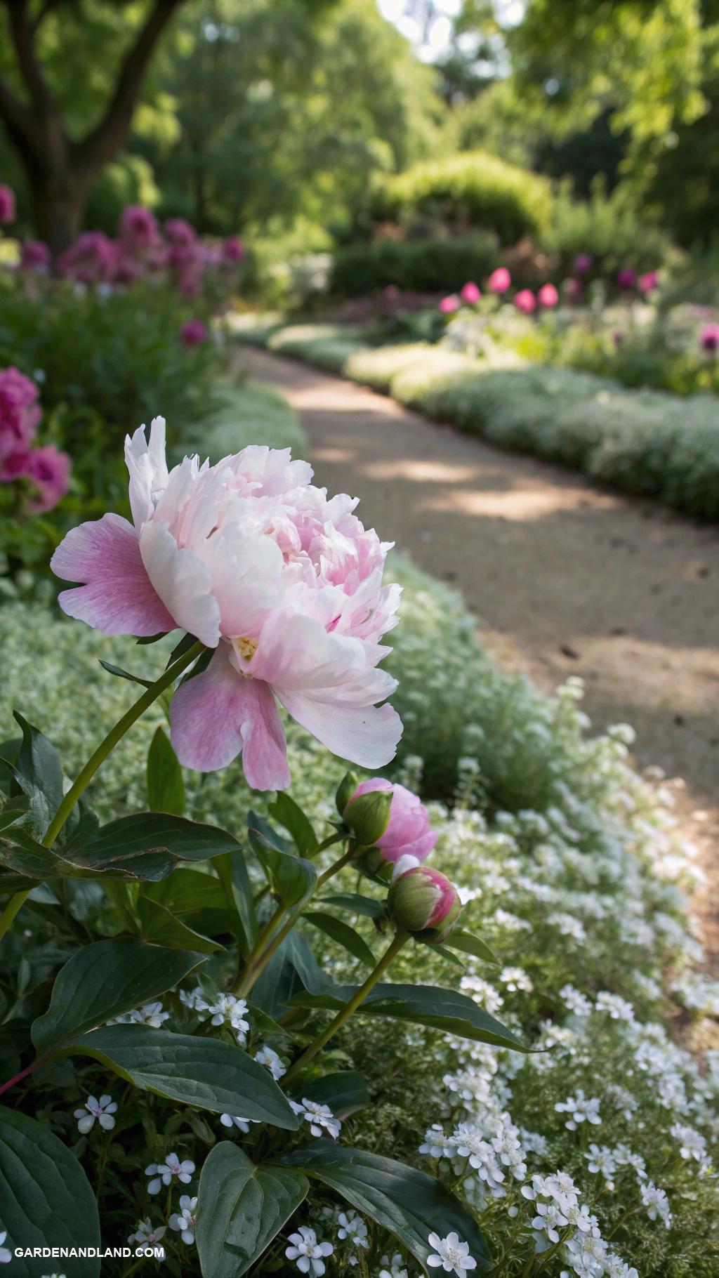 peonies landscaping ideas Nestle peonies among low growing ground covers