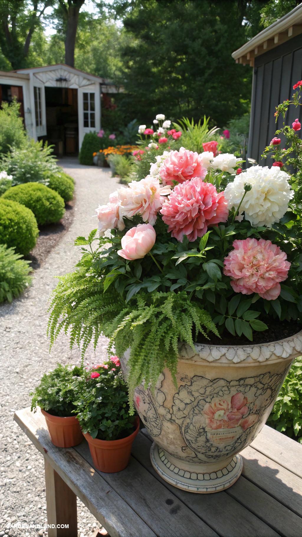peonies landscaping ideas Use peonies in mixed container arrangements