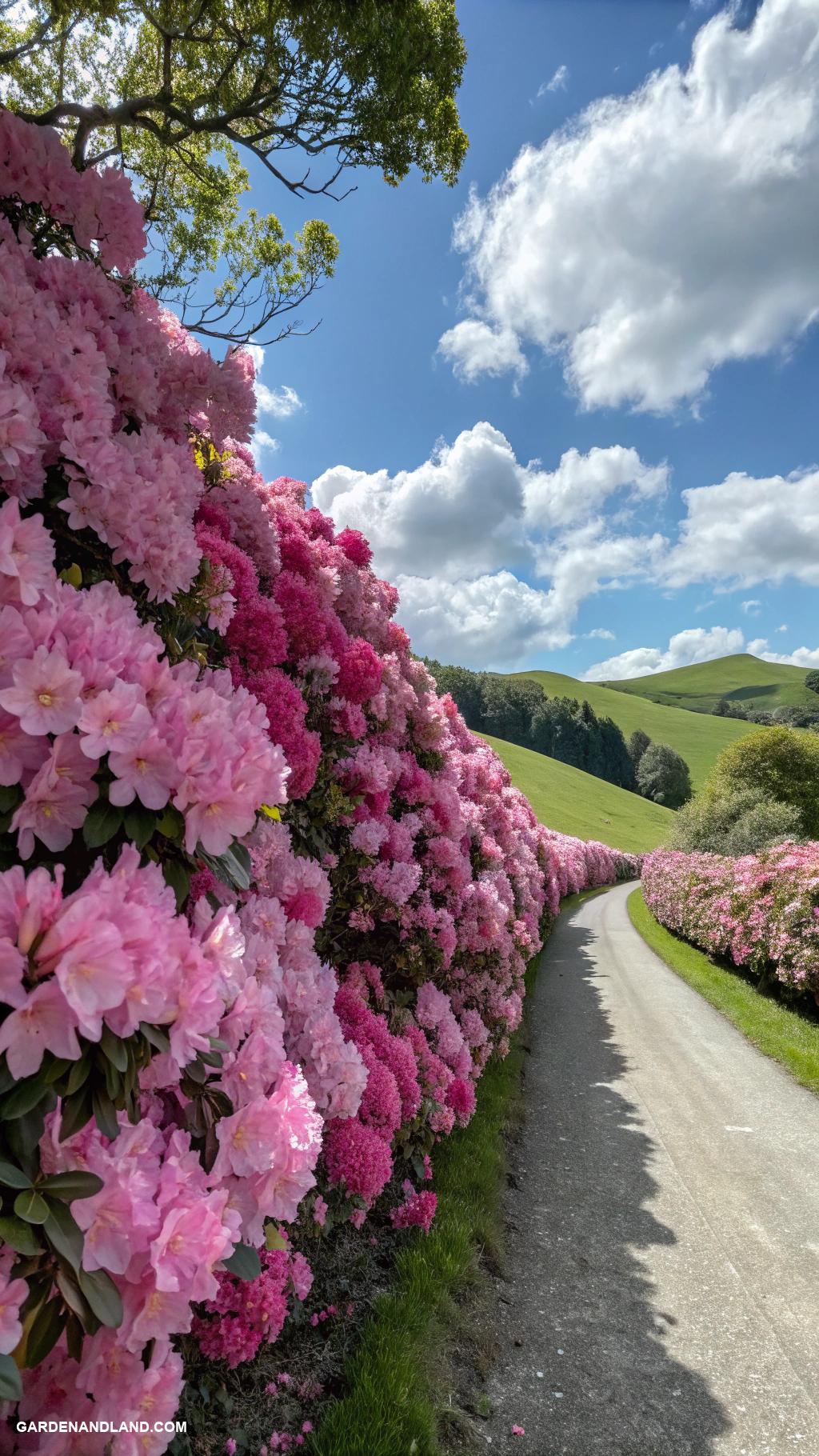 pink flowers Azaleas for a beautiful flowering hedge