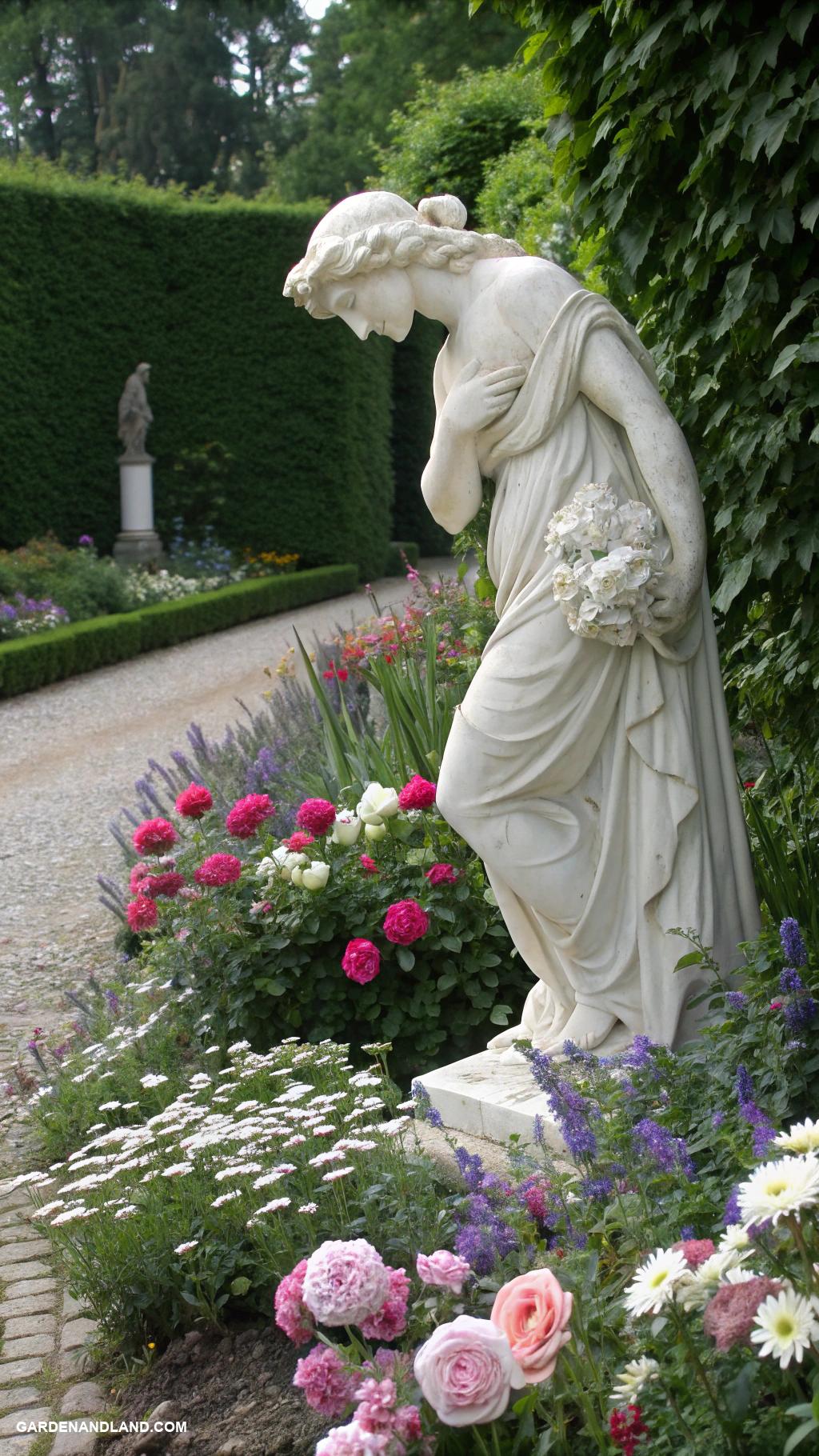 roman sculptures for garden Serene Venus sculpture nestled among blooms