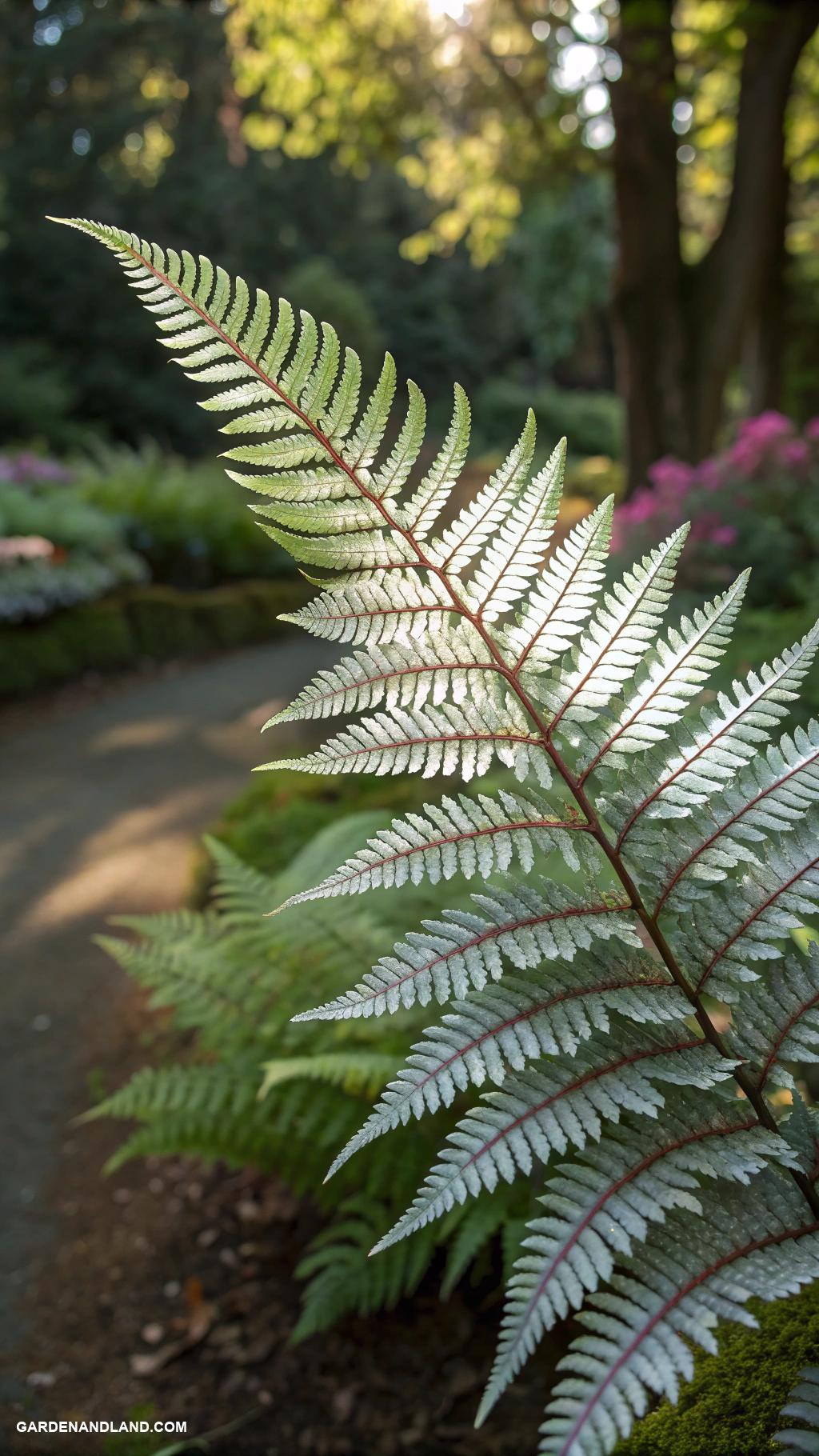 shade loving plants Japanese painted fern for textured foliage