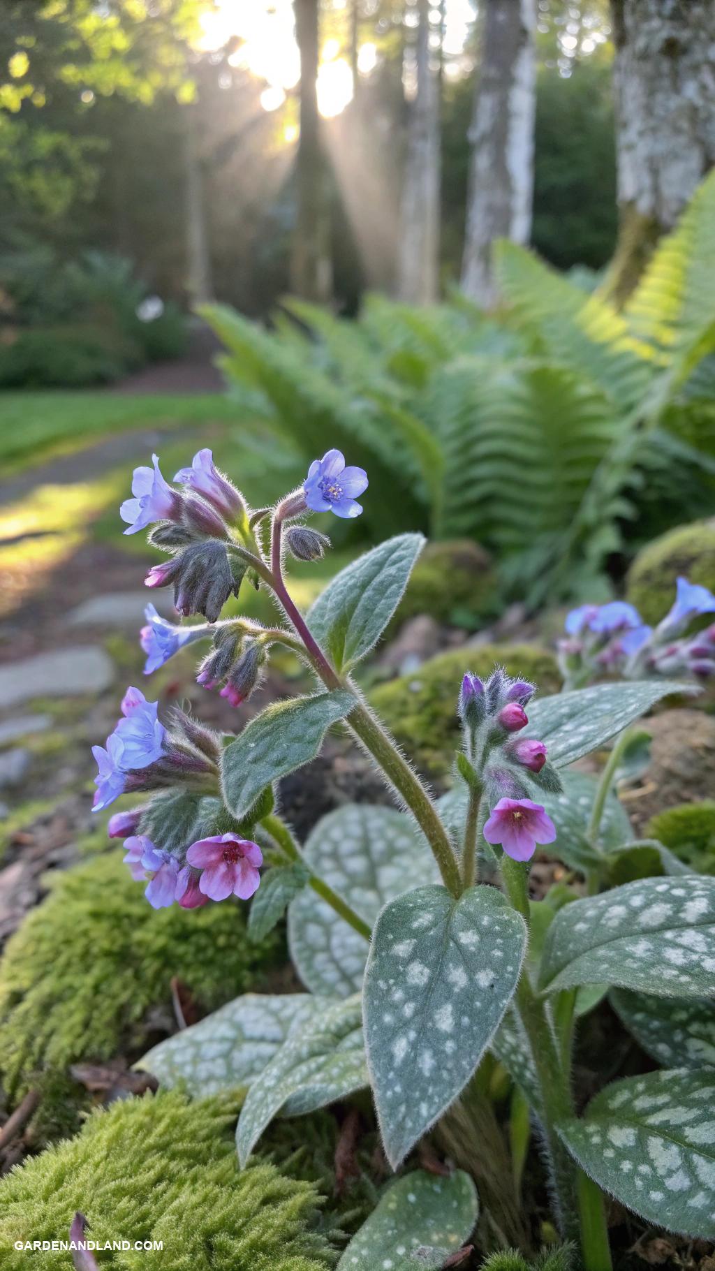 shade tolerant perrenials Pulmonarias for early blooms and spotted leaves