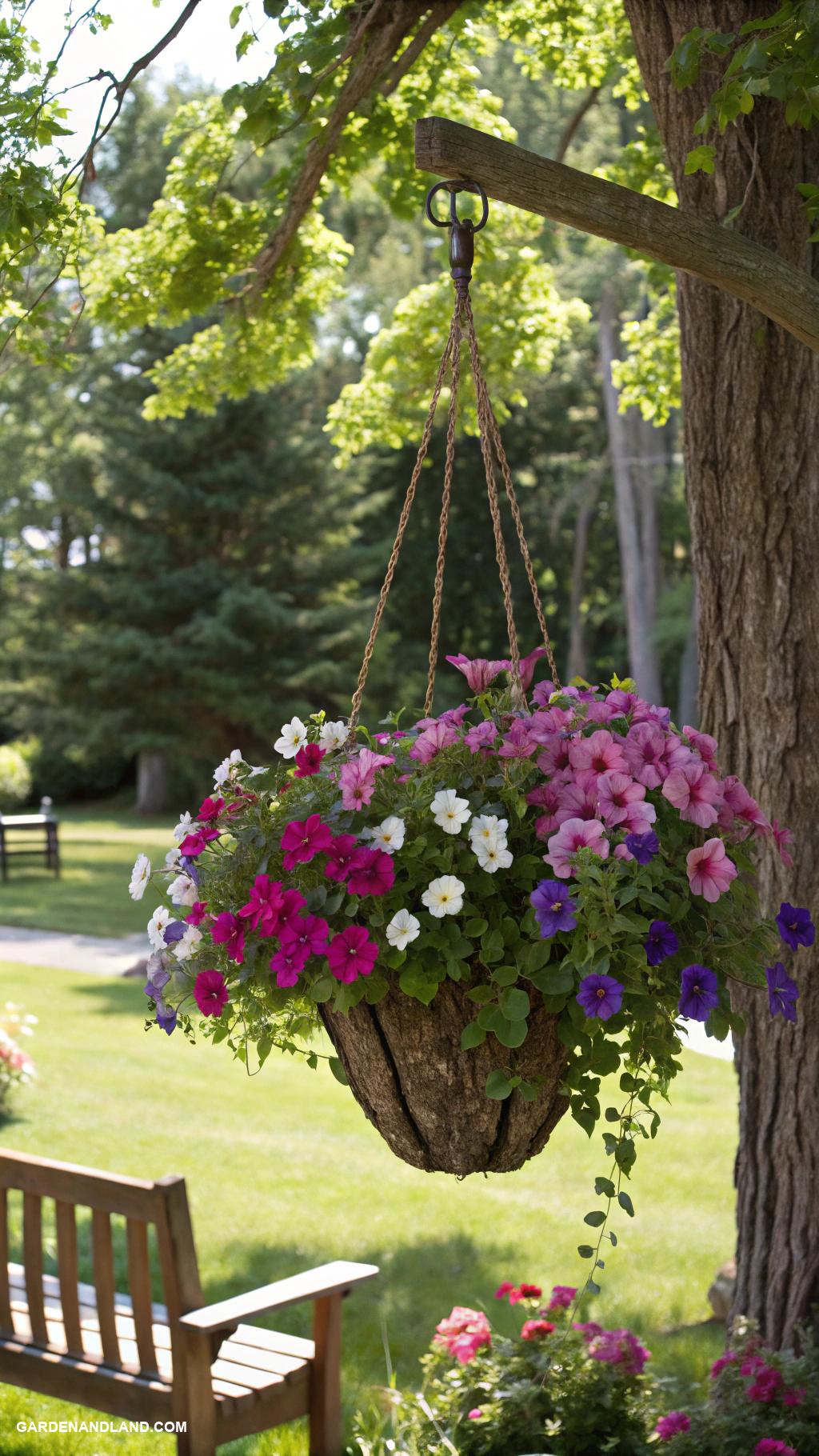 tree landscaping ideas Hanging planters from tree branches
