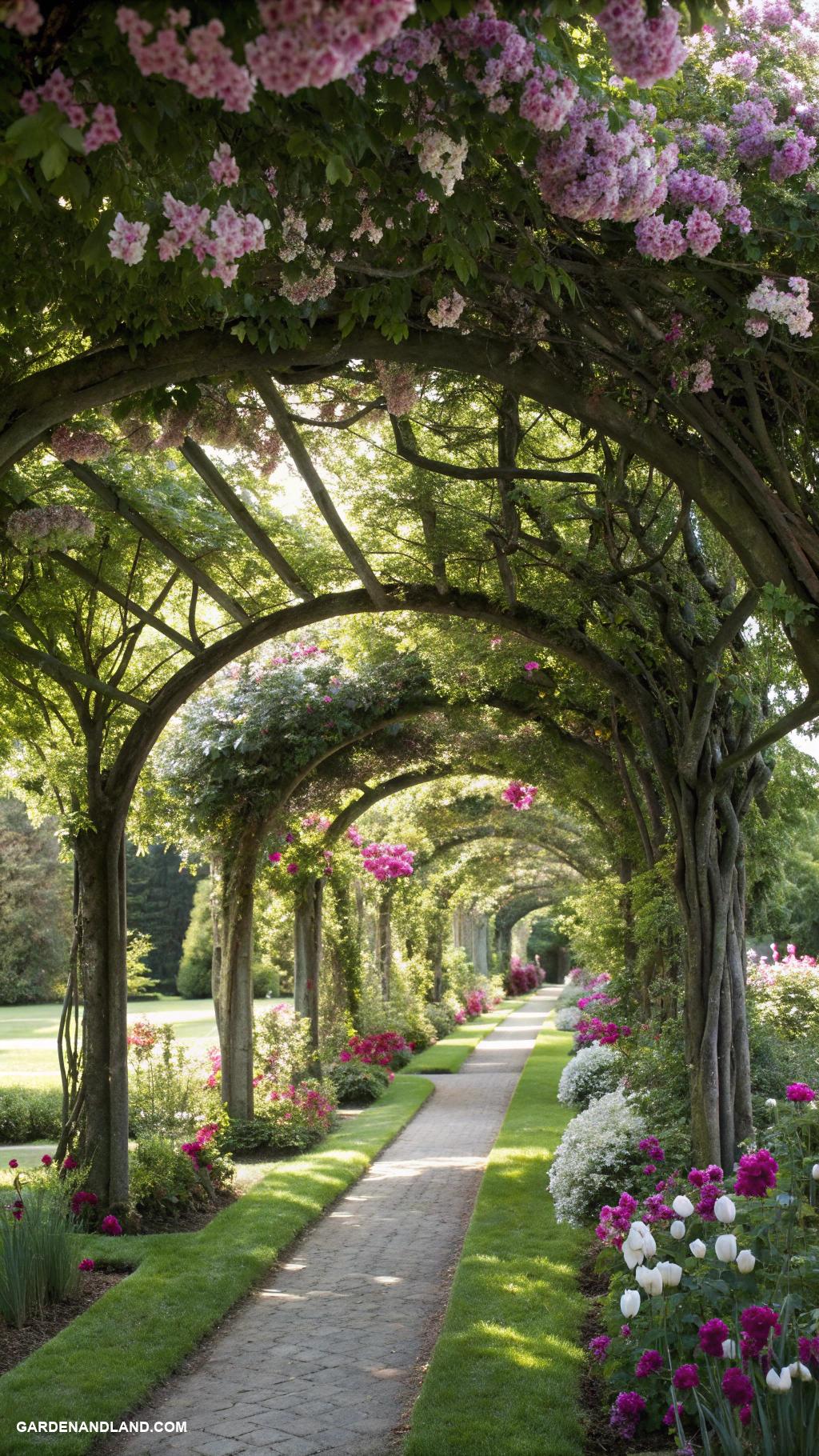 tree landscaping ideas Tree archways for garden entrances