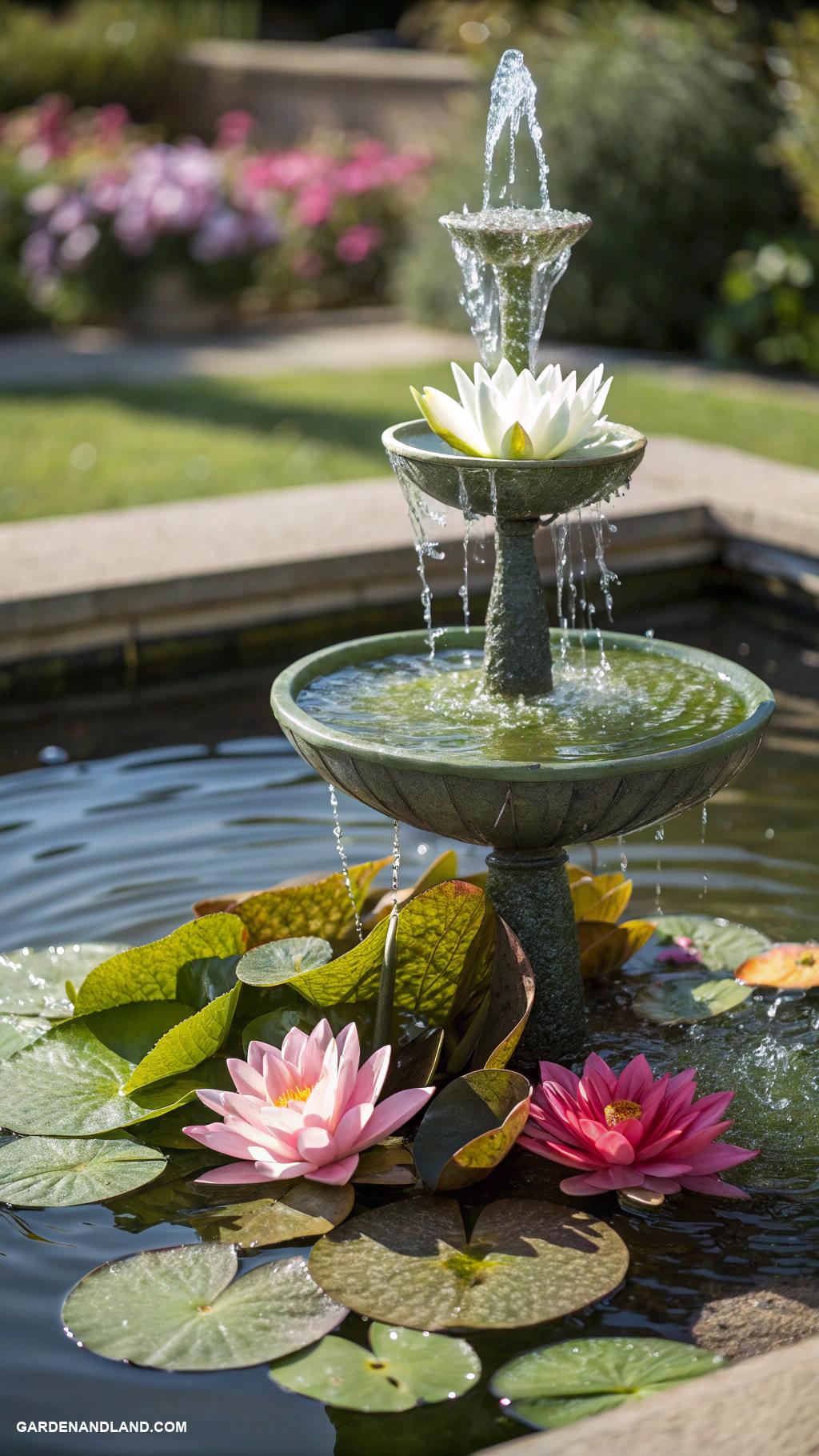 water fountain landscaping ideas Floating lily pad fountain centerpiece
