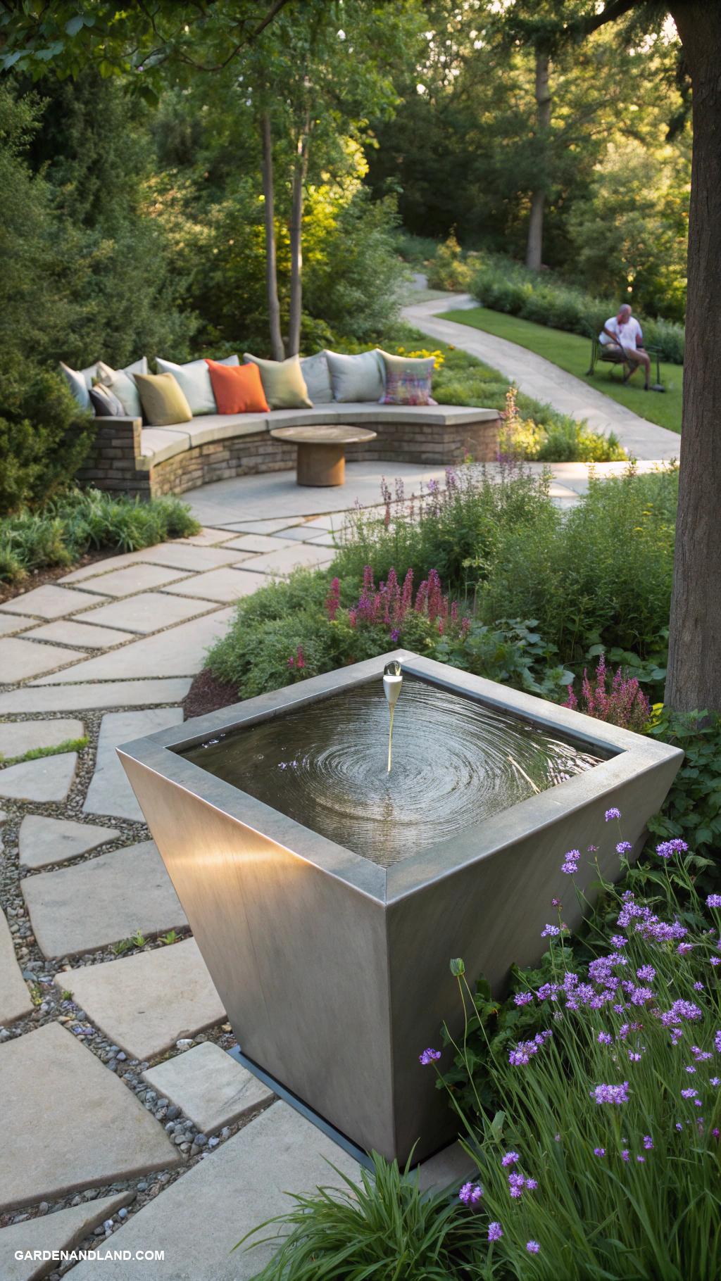 water fountain landscaping ideas Modern minimalist stainless steel fountain
