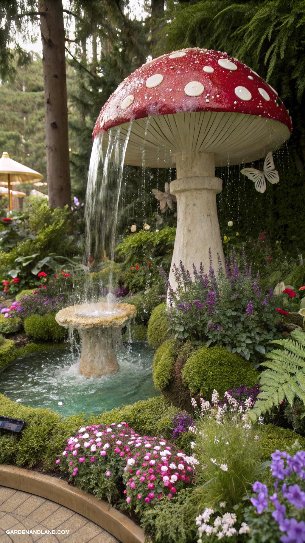 water fountain landscaping ideas Whimsical fairy tale mushroom fountain