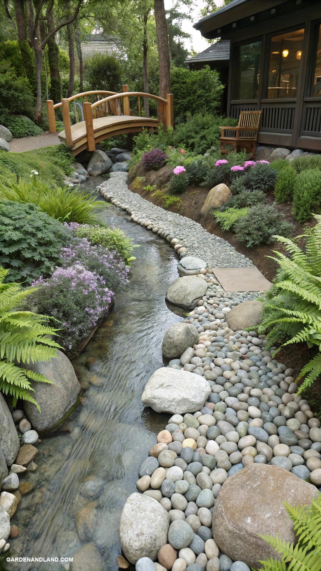 water fountain landscaping ideas Zen garden pebble water stream