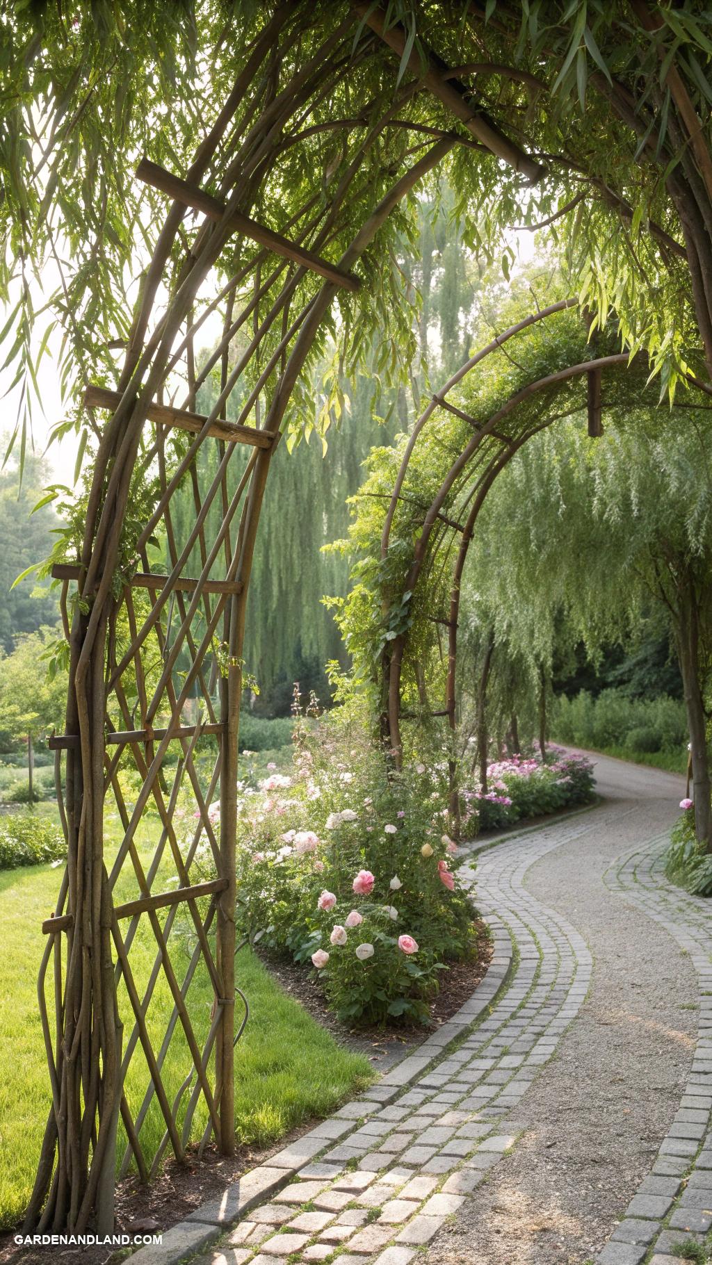 willow tree landscaping Willow branches for rustic garden trellises