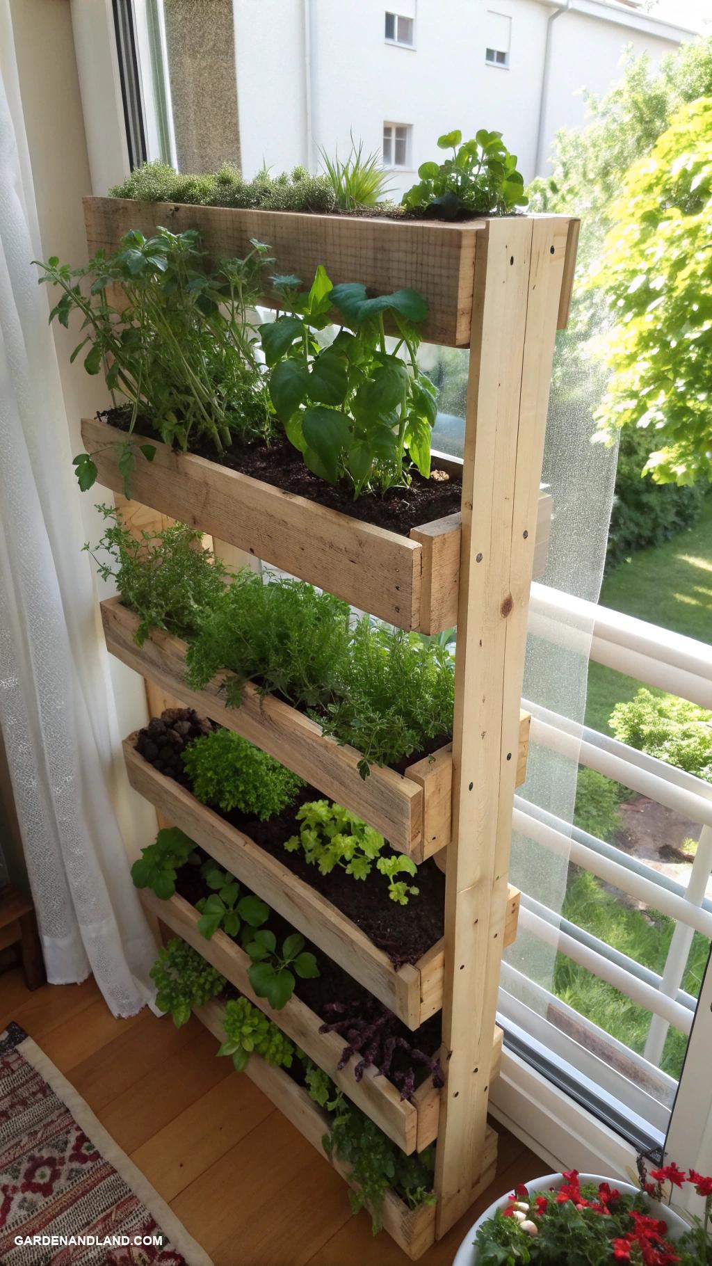 window planter boxes Vertical herb garden with recycled pallets