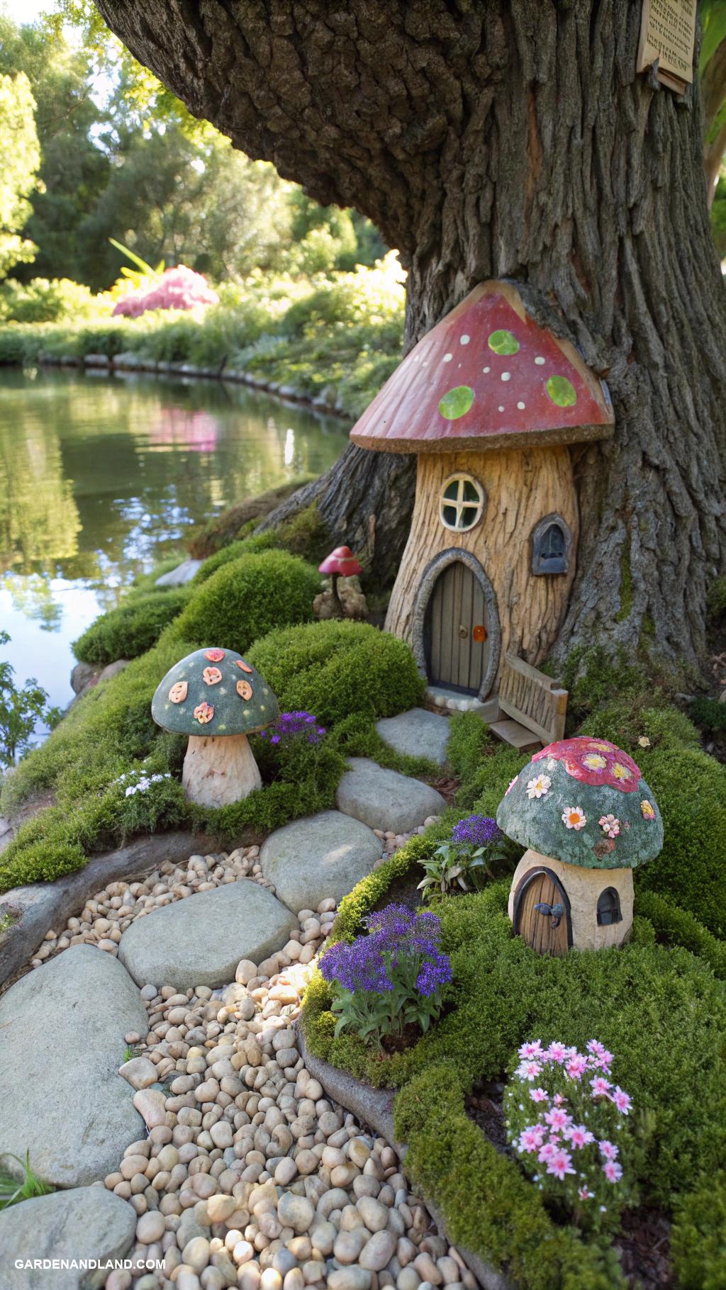 base of tree landscaping Miniature fairy gardens at tree bases