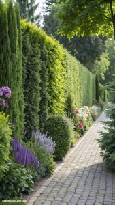 best evergreens for privacy Garden walls with dense greenery