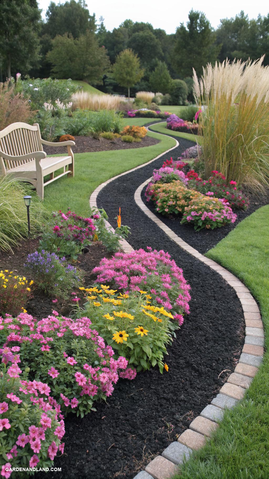 black mulch landscaping ideas Design pathways using black mulch outlines