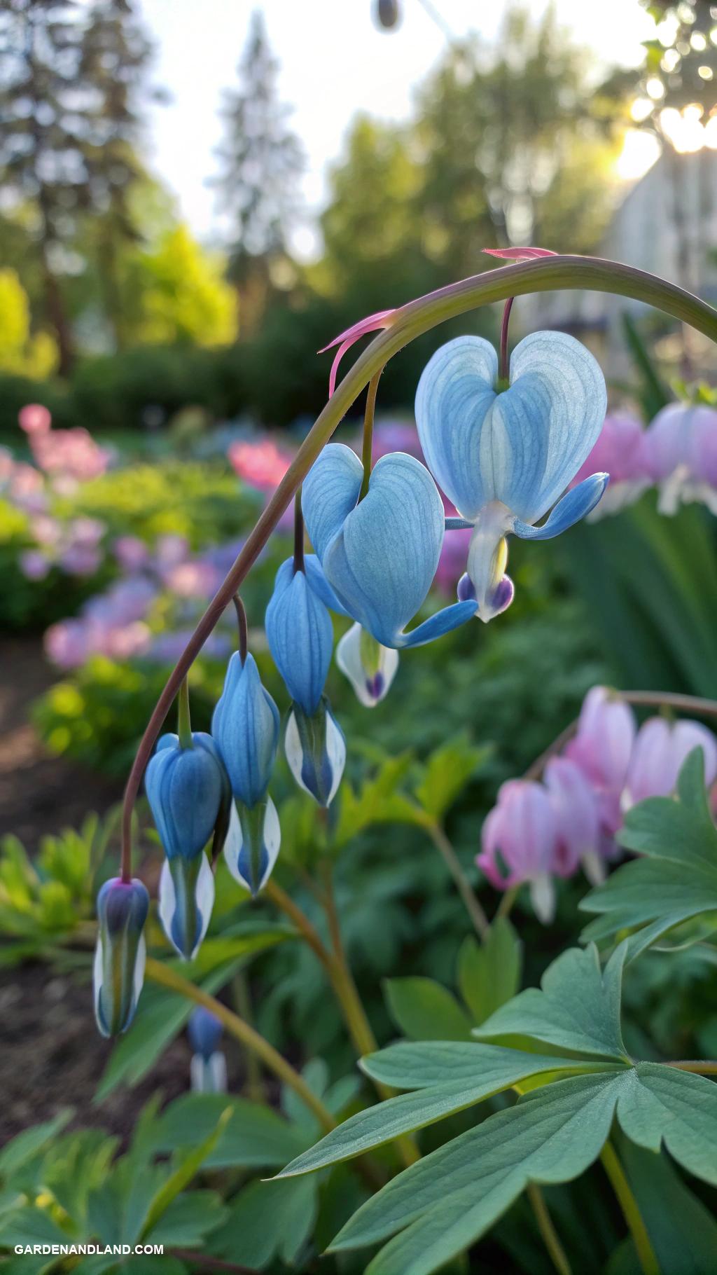 blue flowers Bleeding heart blooms in delicate blue shades