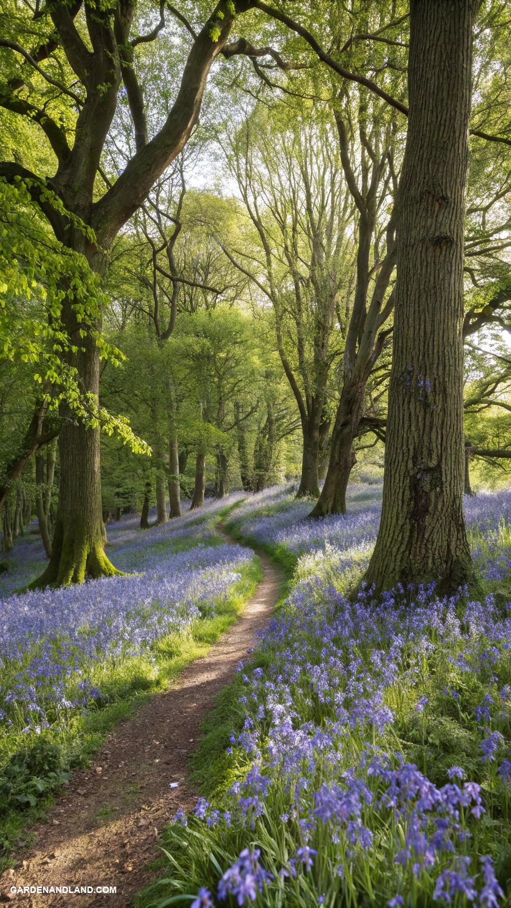 blue flowers Bluebell carpets for enchanting woodland vibes