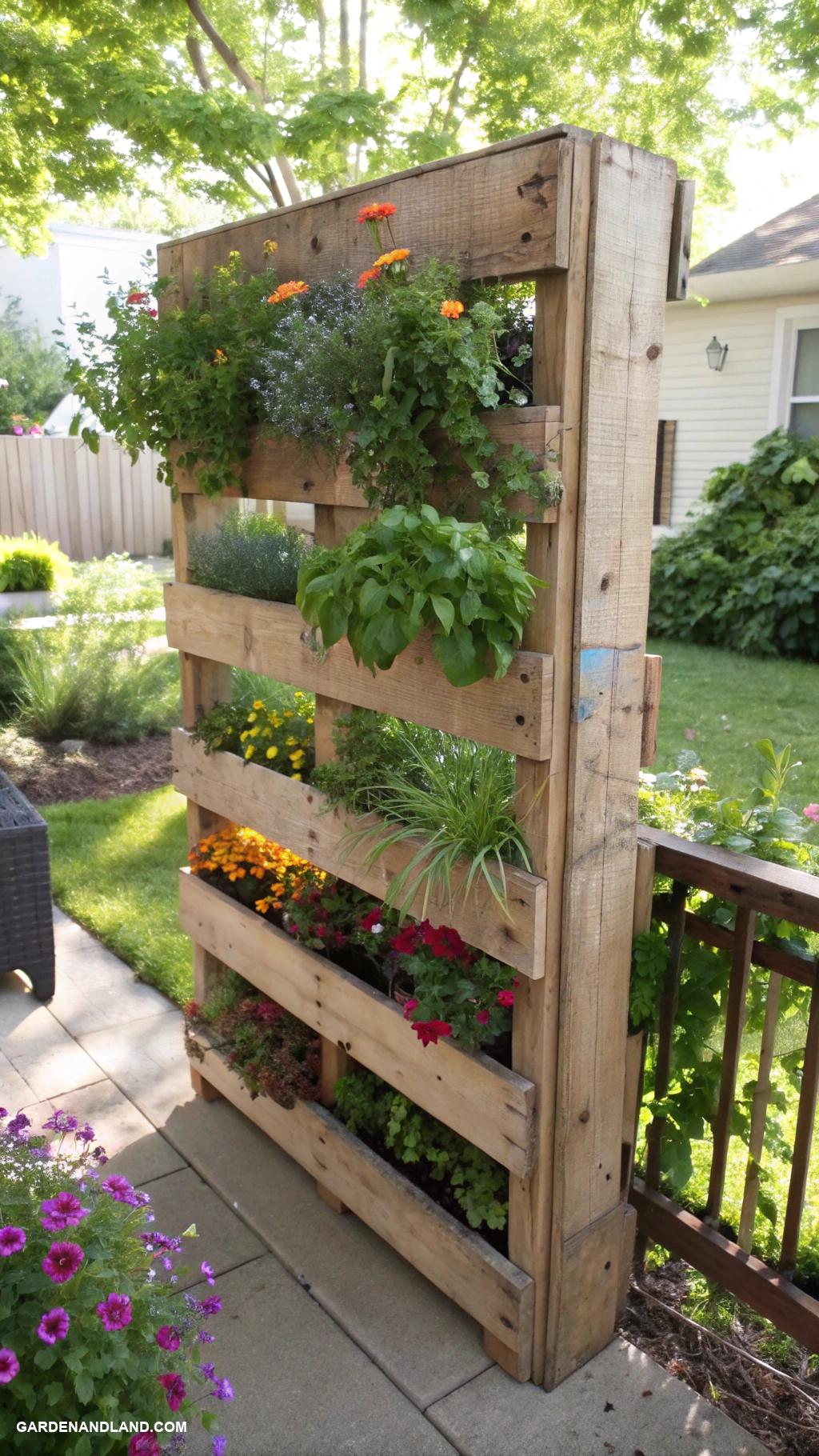 cheap garden projects DIY vertical garden with recycled pallets
