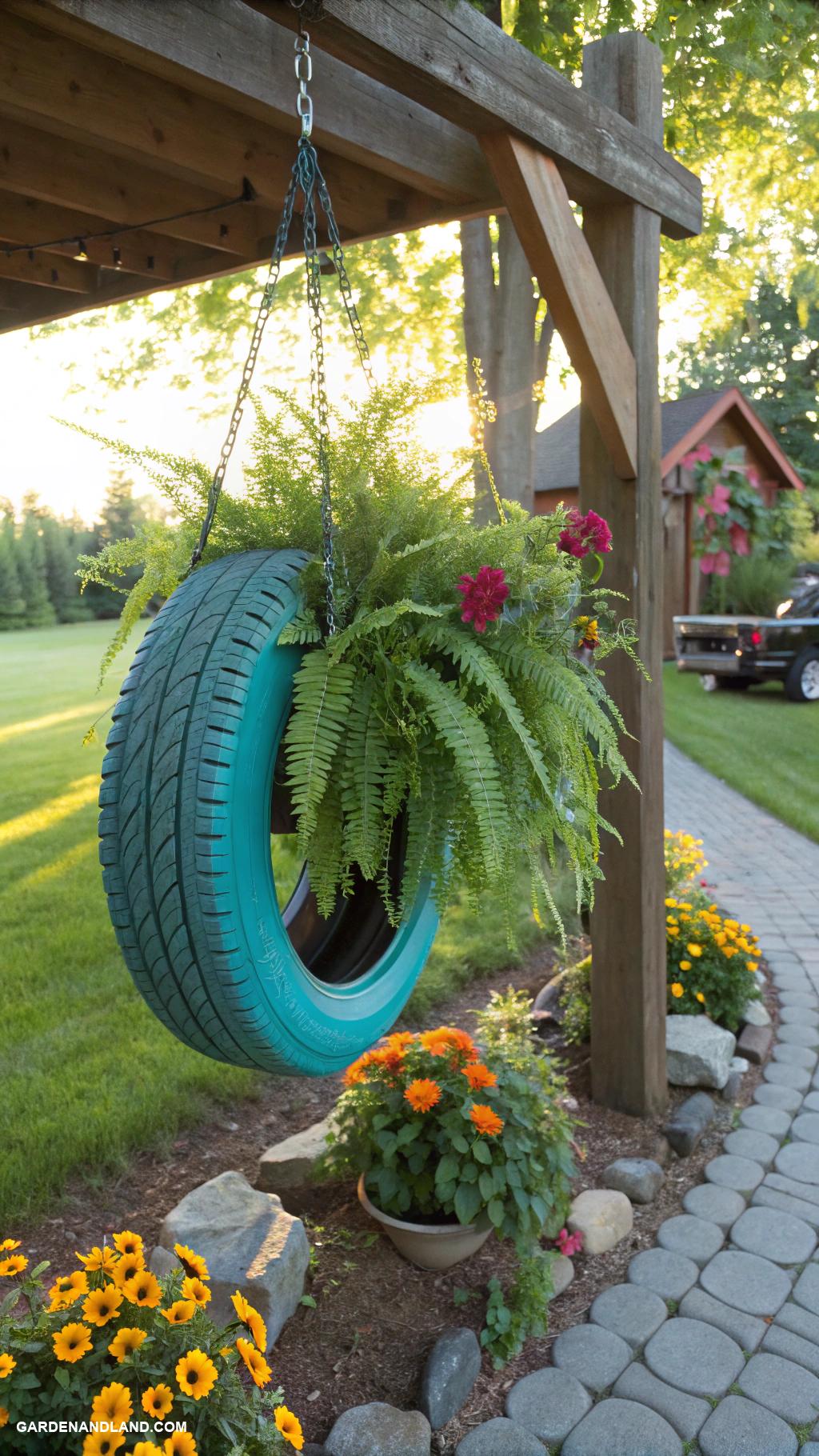 diy planter boxes Hanging tire planters for unique elevation