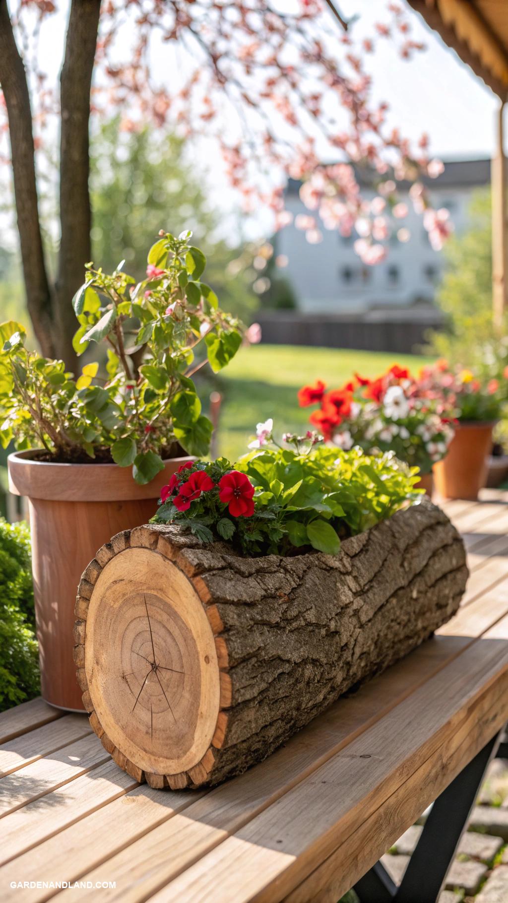 diy planter boxes Log slices for natural accent pieces