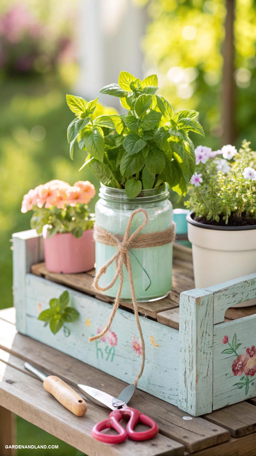 diy planter boxes Mason jars on a wooden shelf