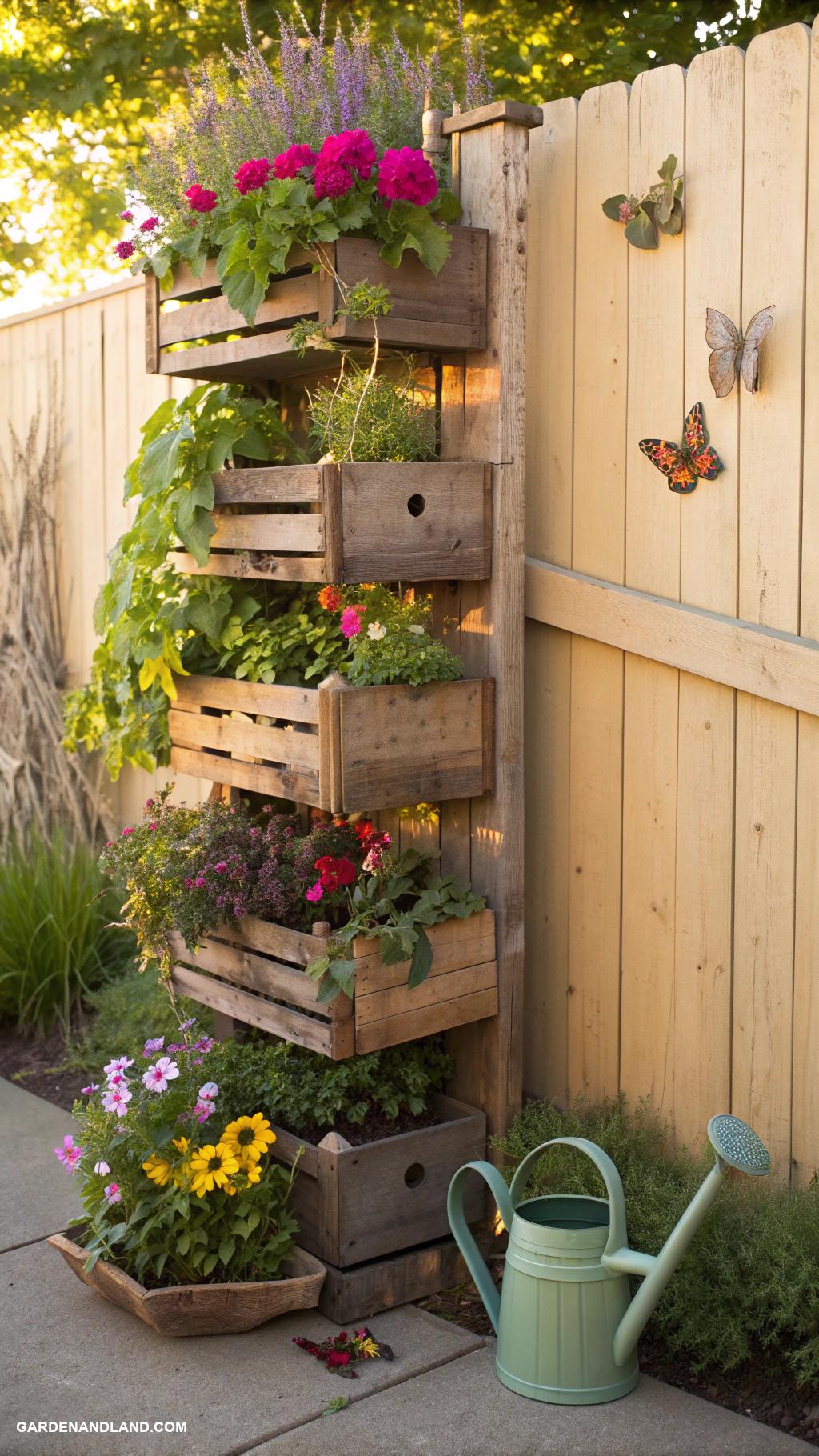 diy planter boxes Wine crate vertical garden display