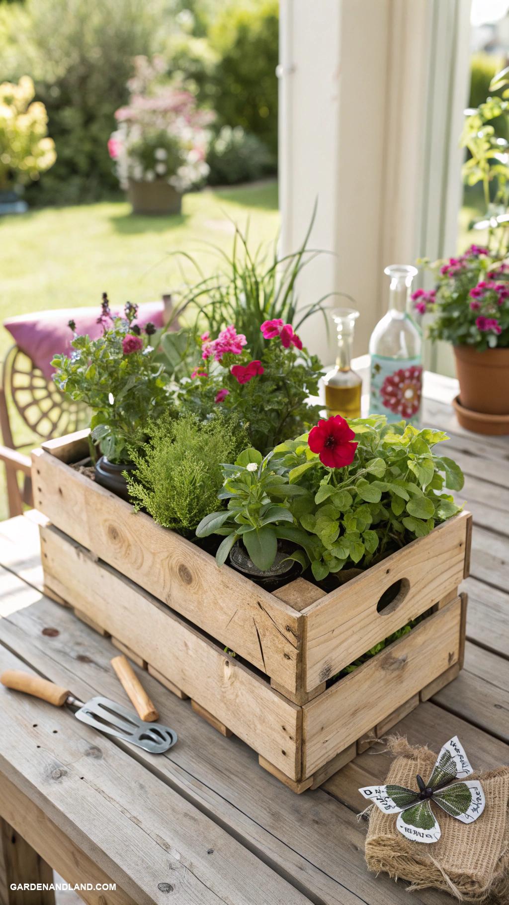 diy planter boxes Wine crates for an elegant touch