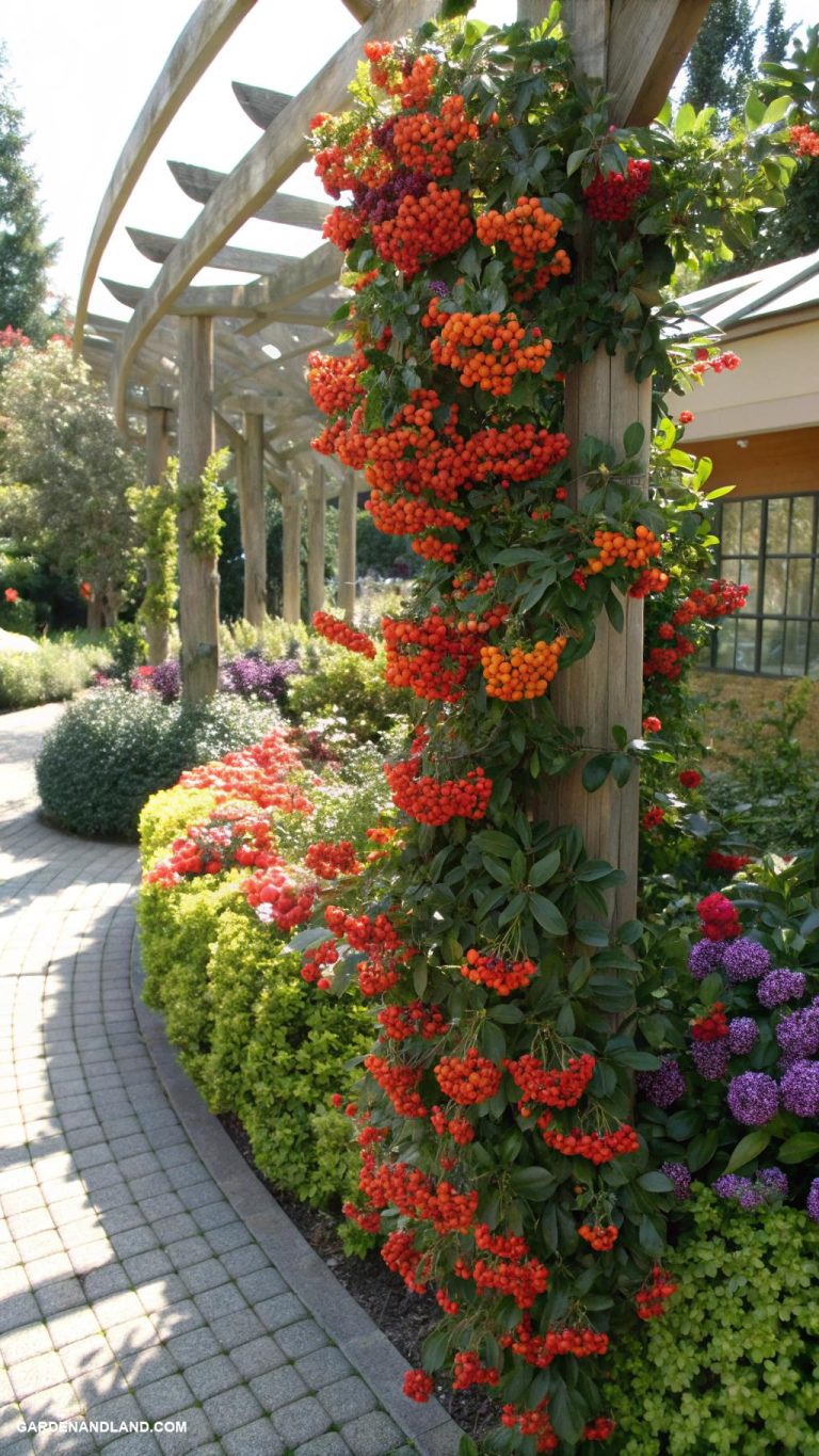 fast growing privacy shrubs Pyracantha for thorny bird attracting barriers